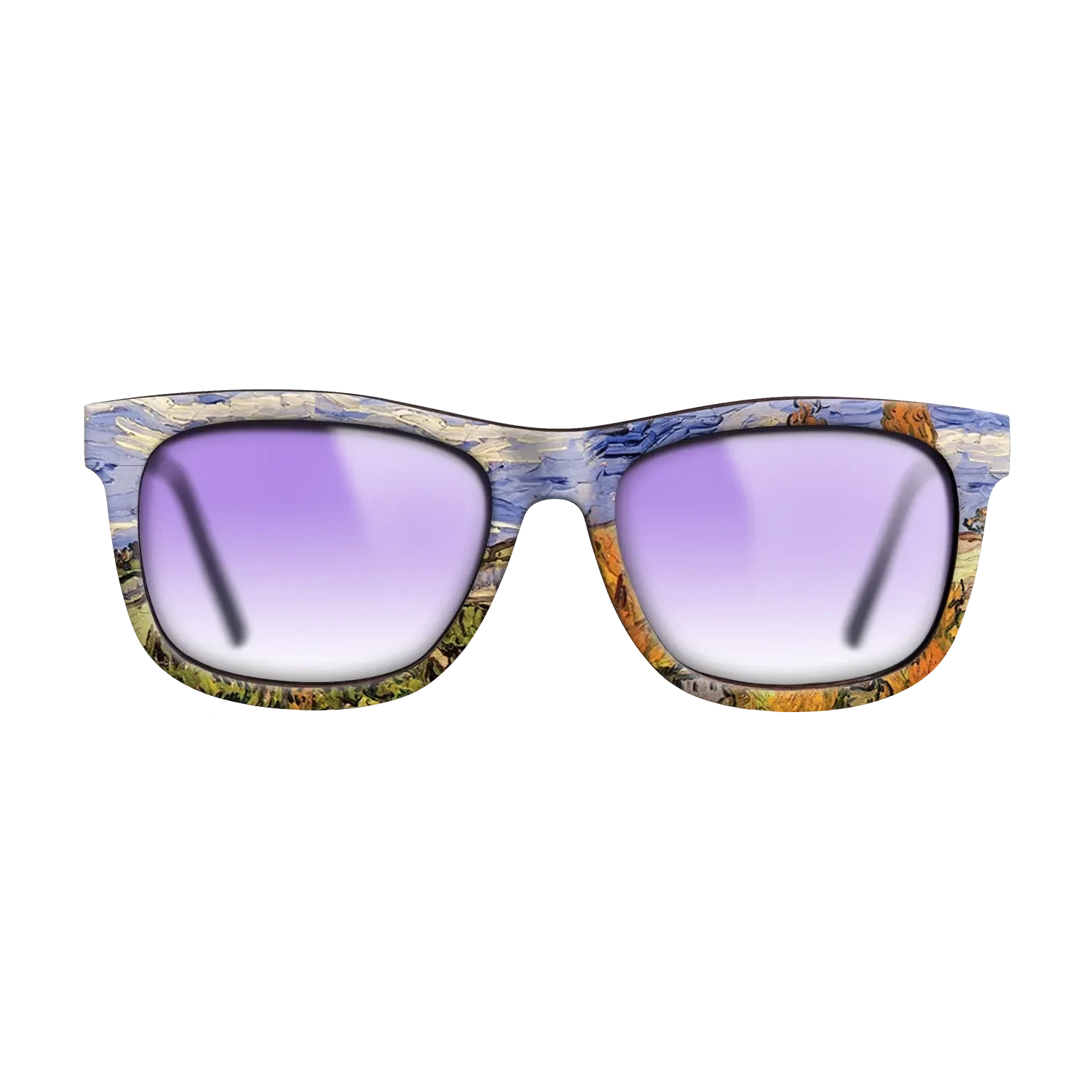 Oil Painting on Straight Grain Walnut: Rococo - Two Poplars on a Hill, 1889 - Vincent van Gogh - The Hero - Square - 1372 - SIRIS wood optic