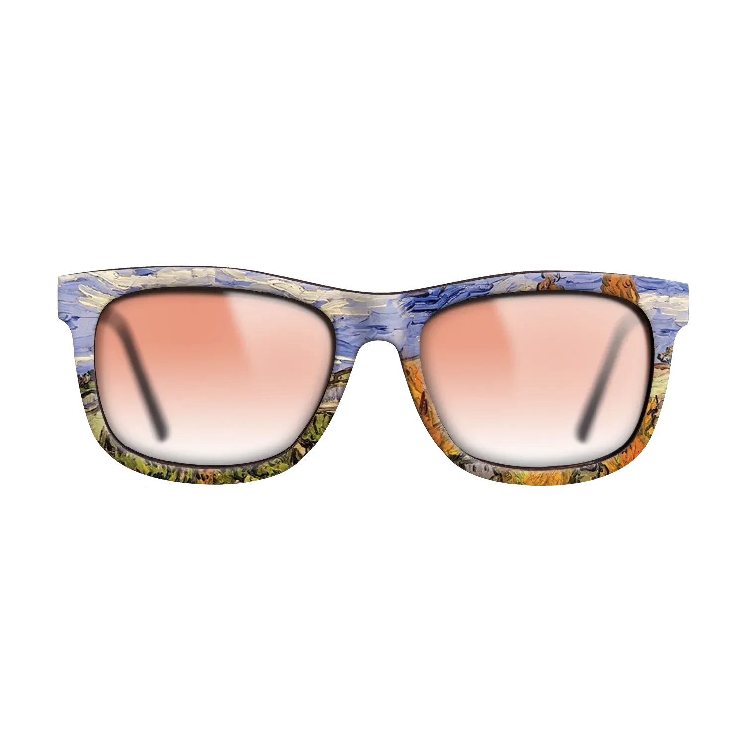 Oil Painting on Straight Grain Walnut: Rococo - Two Poplars on a Hill, 1889 - Vincent van Gogh - The Hero - Square - 1372 - SIRIS wood optic