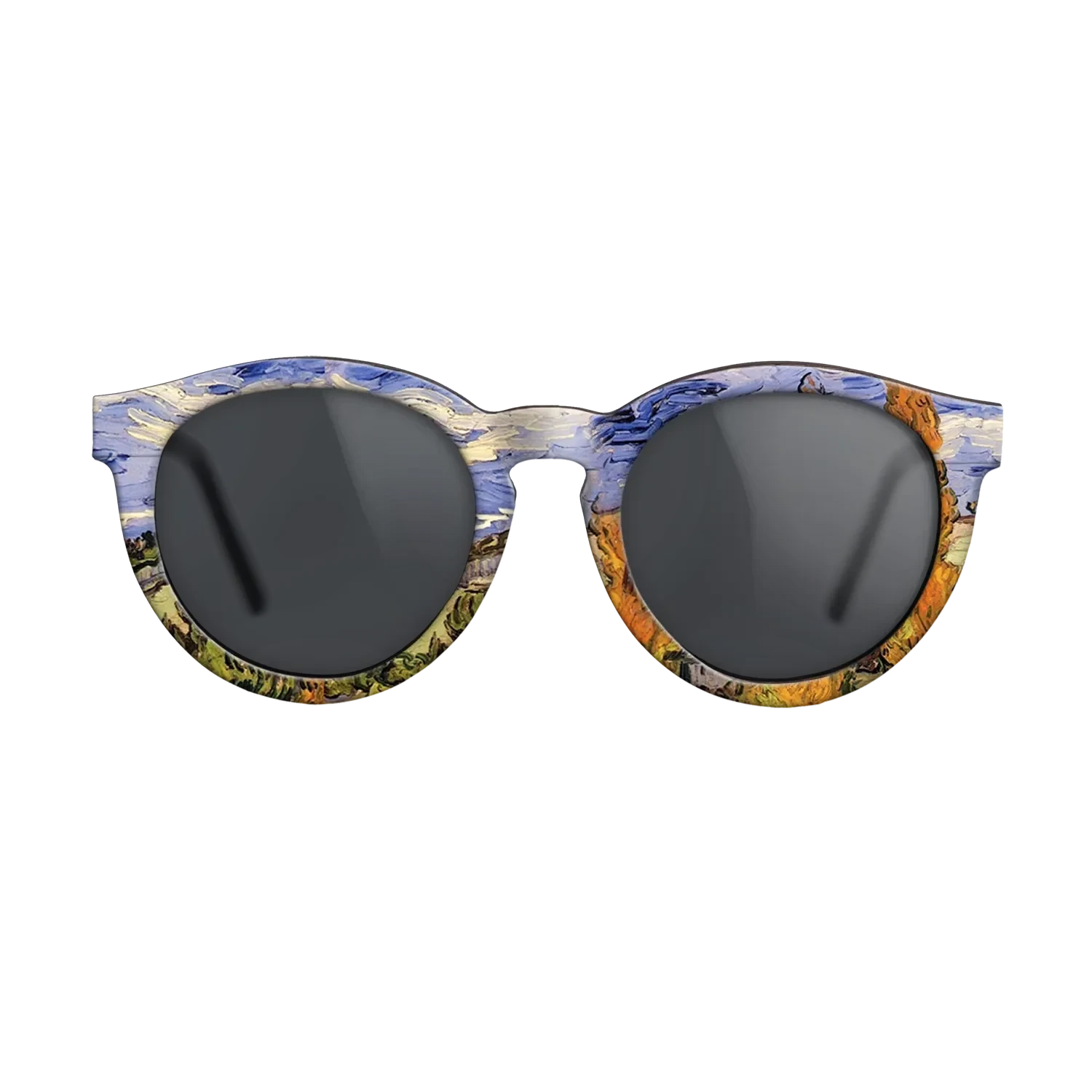 Oil Painting on Straight Grain Walnut: Rococo - Two Poplars on a Hill, 1889 - Vincent van Gogh - The Rebel - Round - 1372 - SIRIS wood optic