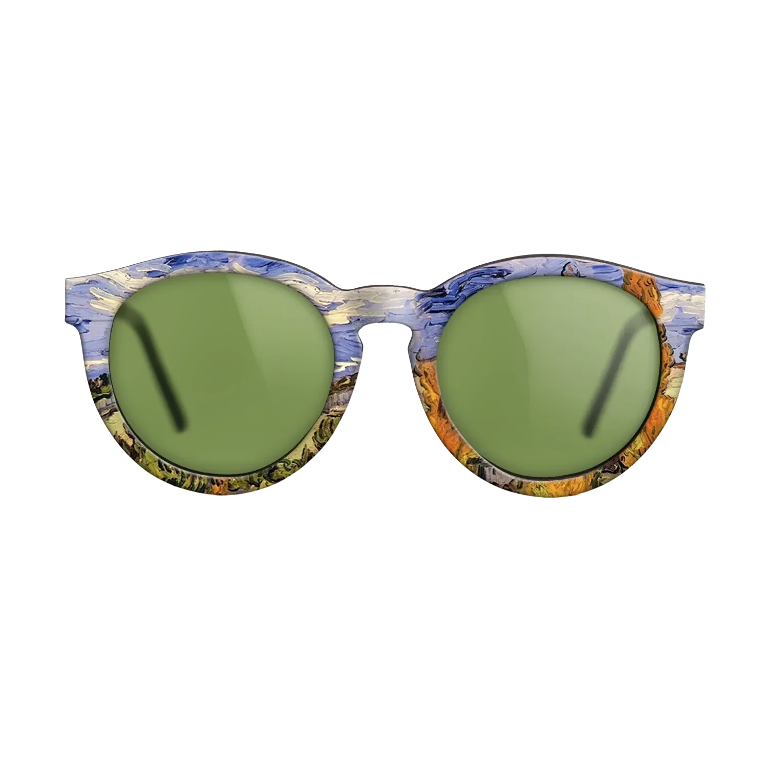 Oil Painting on Straight Grain Walnut: Rococo - Two Poplars on a Hill, 1889 - Vincent van Gogh - The Rebel - Round - 1372 - SIRIS wood optic