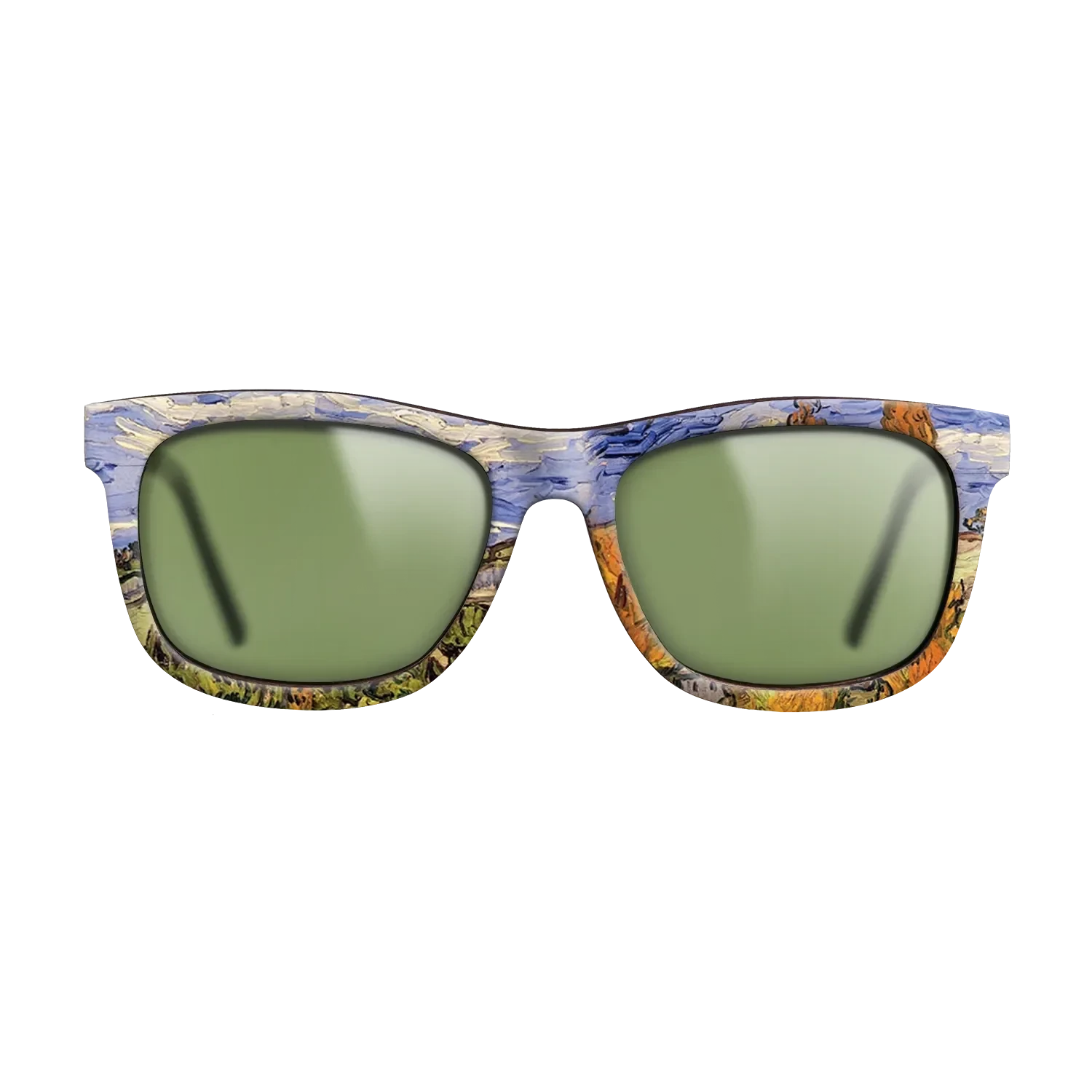 Oil Painting on Straight Grain Walnut: Rococo - Two Poplars on a Hill, 1889 - Vincent van Gogh - The Hero - Square - 1372 - SIRIS wood optic