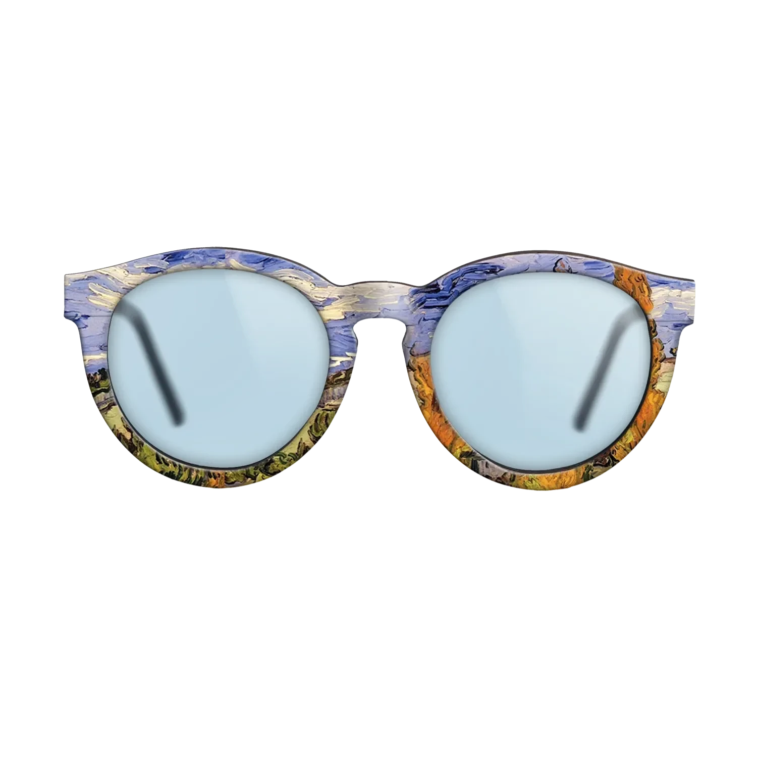 Oil Painting on Straight Grain Walnut: Rococo - Two Poplars on a Hill, 1889 - Vincent van Gogh - The Rebel - Round - 1372 - SIRIS wood optic