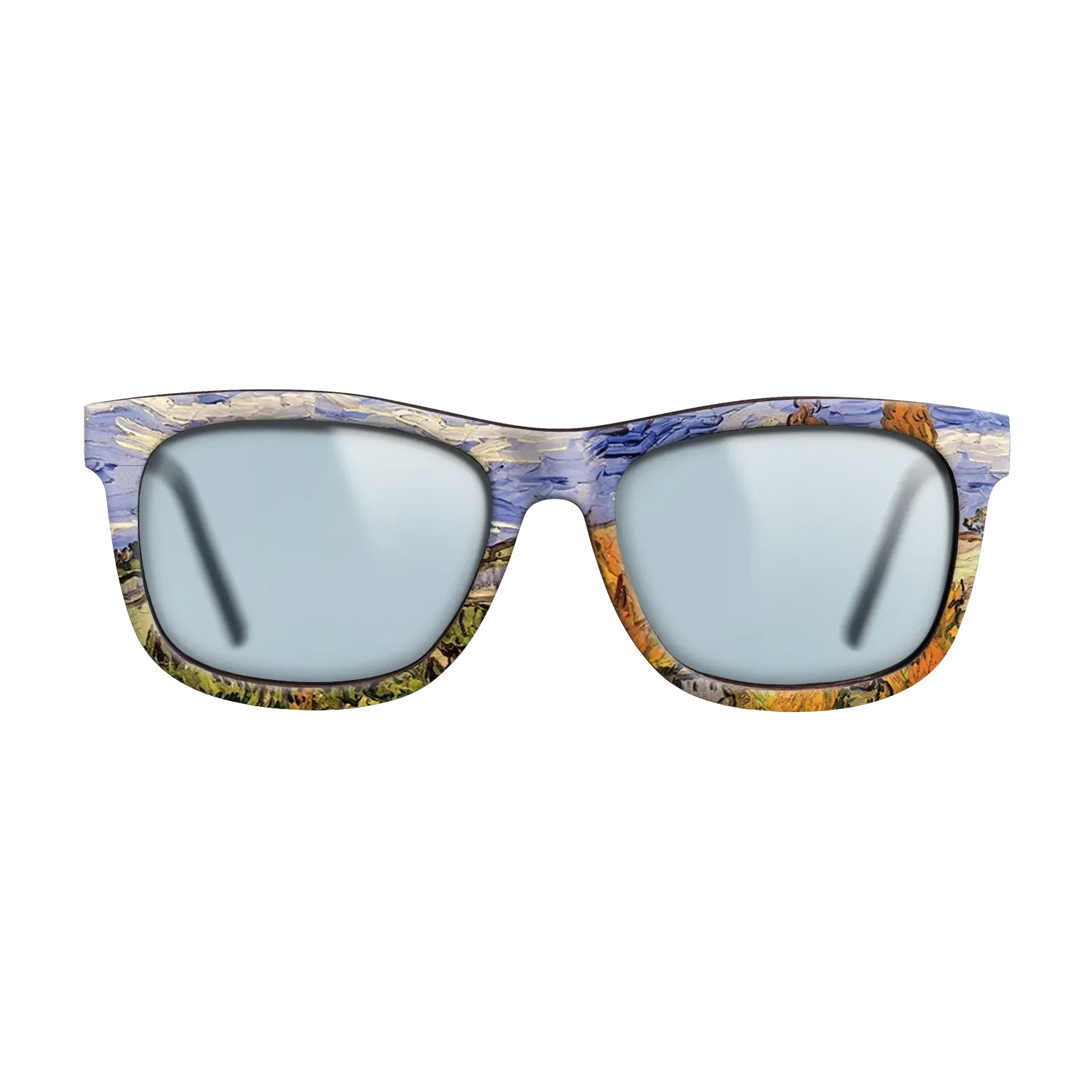 Oil Painting on Straight Grain Walnut: Rococo - Two Poplars on a Hill, 1889 - Vincent van Gogh - The Hero - Square - 1372 - SIRIS wood optic