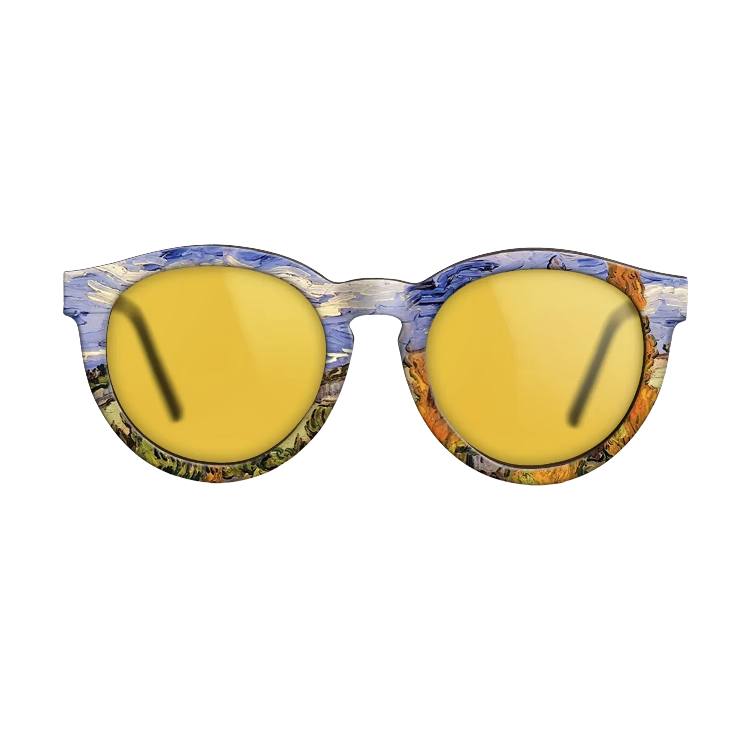 Oil Painting on Straight Grain Walnut: Rococo - Two Poplars on a Hill, 1889 - Vincent van Gogh - The Rebel - Round - 1372 - SIRIS wood optic