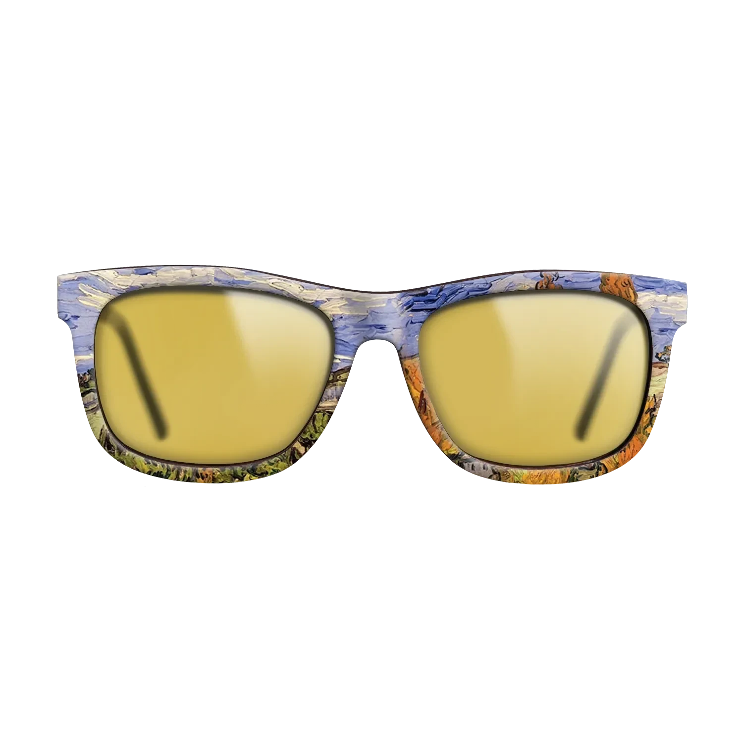 Oil Painting on Straight Grain Walnut: Rococo - Two Poplars on a Hill, 1889 - Vincent van Gogh - The Hero - Square - 1372 - SIRIS wood optic