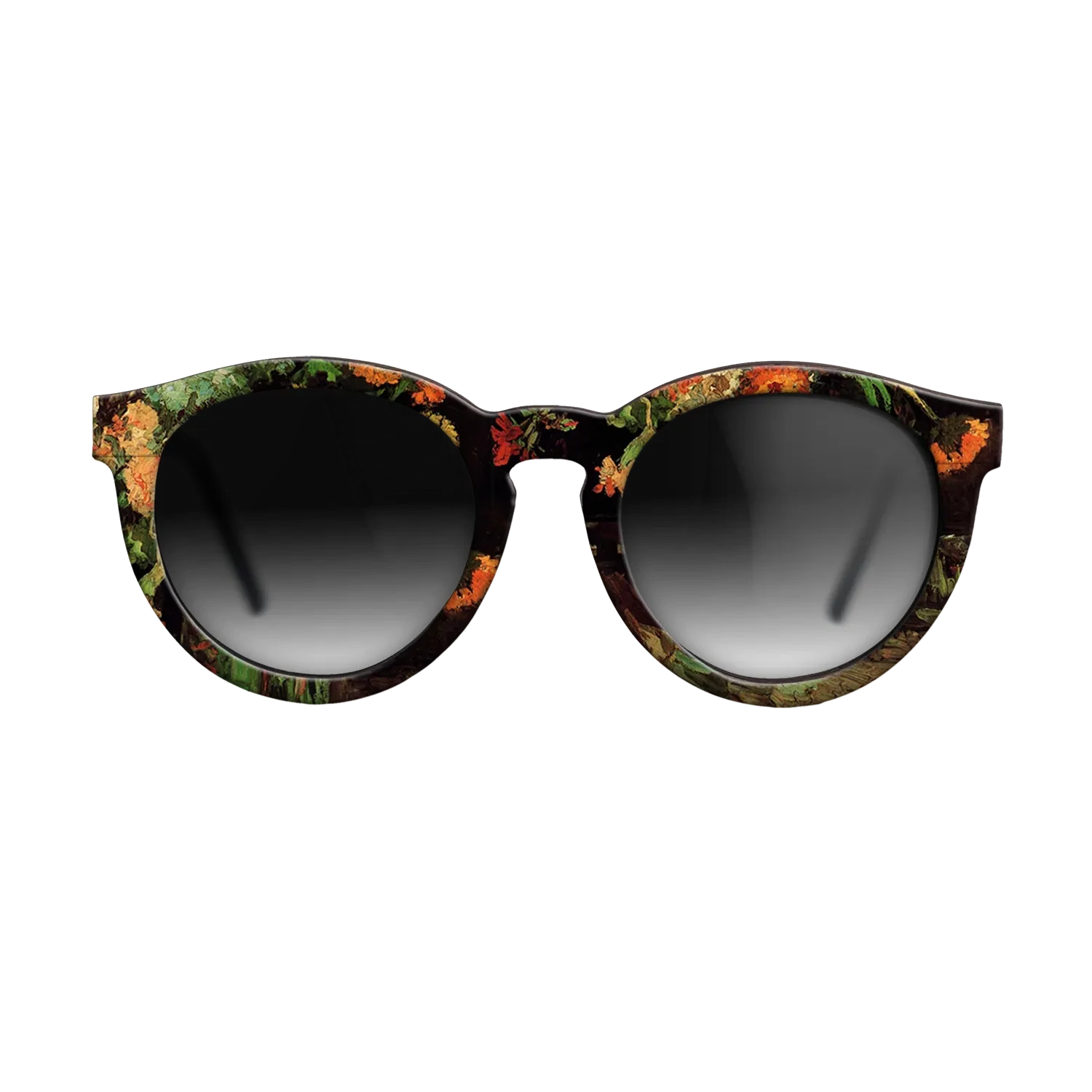 Oil Painting on Straight Grain Walnut: Rococo - Vase with Zinnias and Geraniums, 1886 - Vincent van Gogh - The Rebel - Round - 1884 - SIRIS wood optic