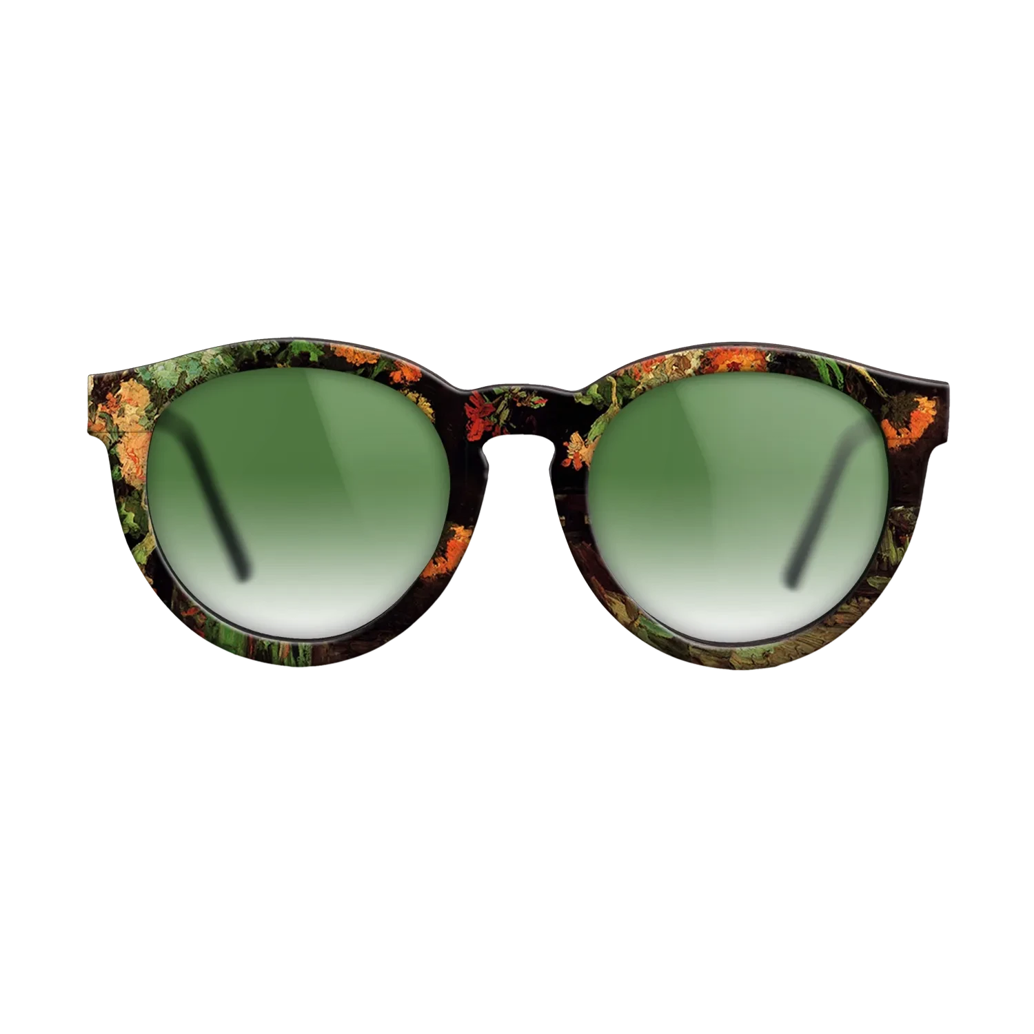 Oil Painting on Straight Grain Walnut: Rococo - Vase with Zinnias and Geraniums, 1886 - Vincent van Gogh - The Rebel - Round - 1884 - SIRIS wood optic