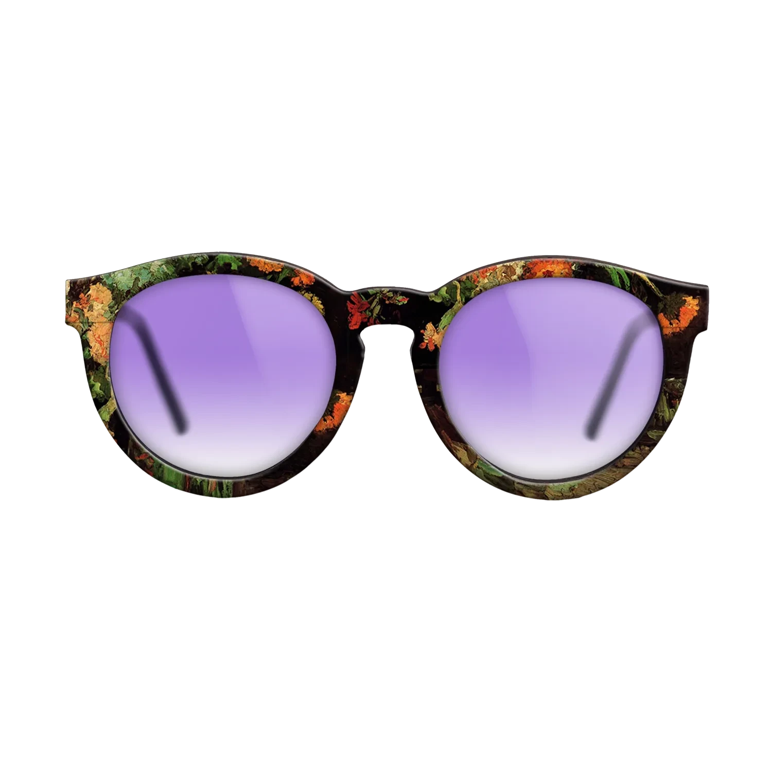 Oil Painting on Straight Grain Walnut: Rococo - Vase with Zinnias and Geraniums, 1886 - Vincent van Gogh - The Rebel - Round - 1884 - SIRIS wood optic