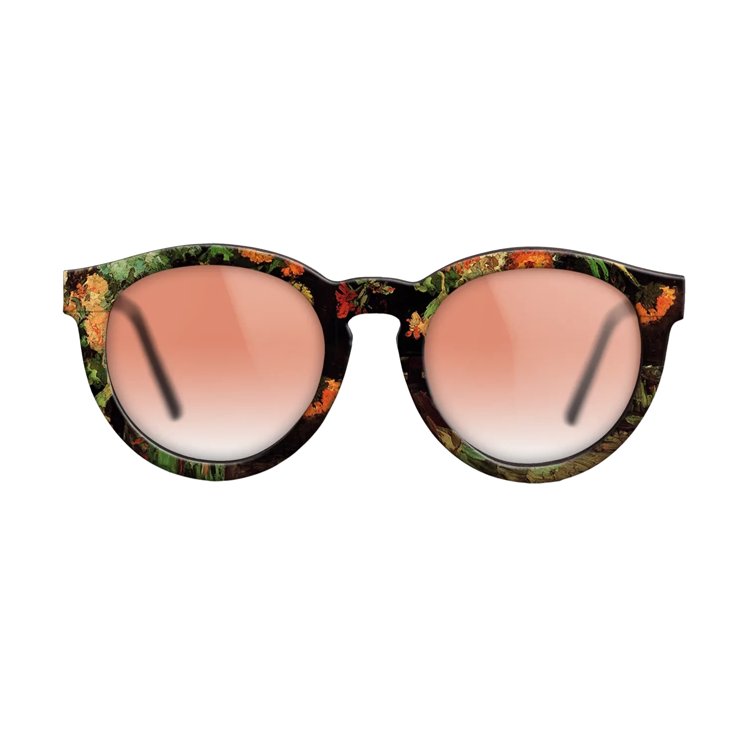 Oil Painting on Straight Grain Walnut: Rococo - Vase with Zinnias and Geraniums, 1886 - Vincent van Gogh - The Rebel - Round - 1884 - SIRIS wood optic