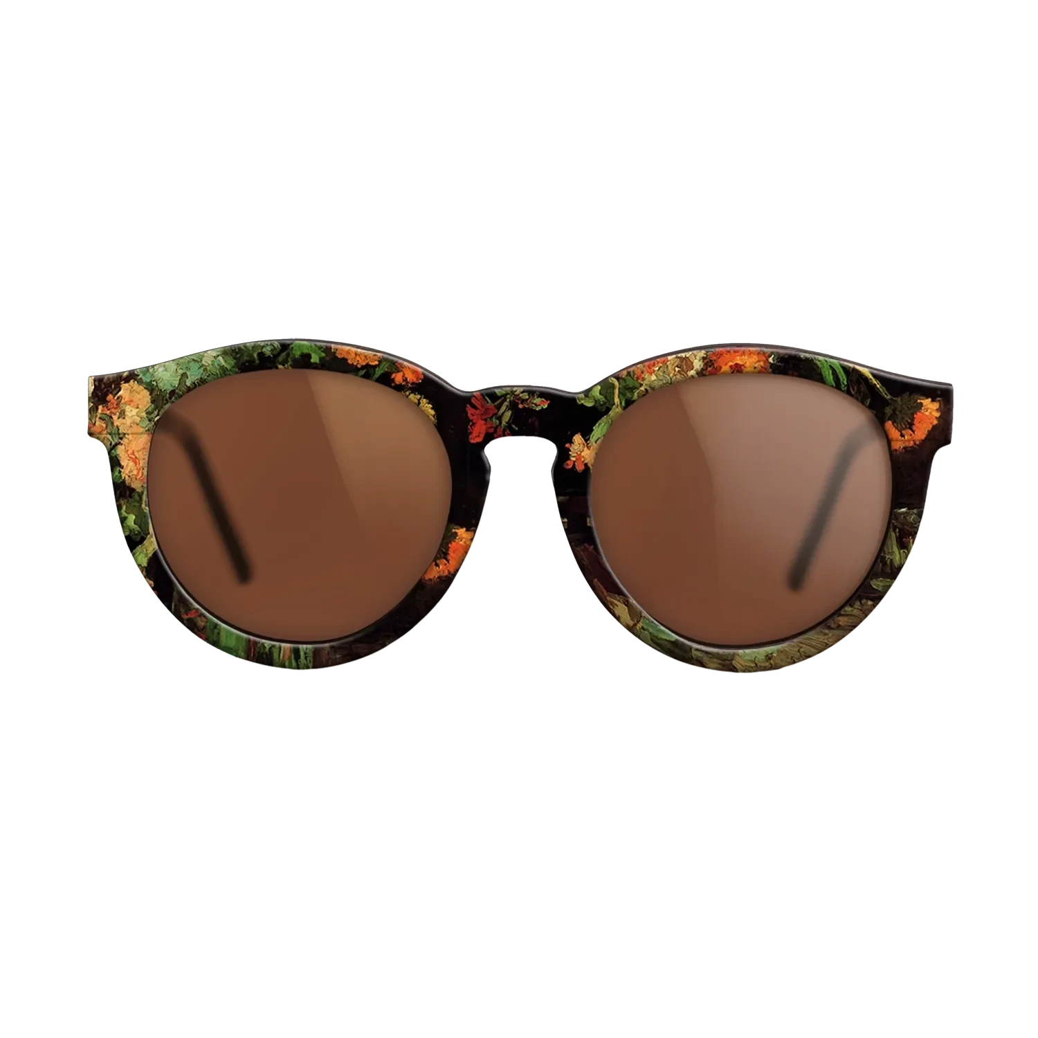 Oil Painting on Straight Grain Walnut: Rococo - Vase with Zinnias and Geraniums, 1886 - Vincent van Gogh - The Rebel - Round - 1884 - SIRIS wood optic