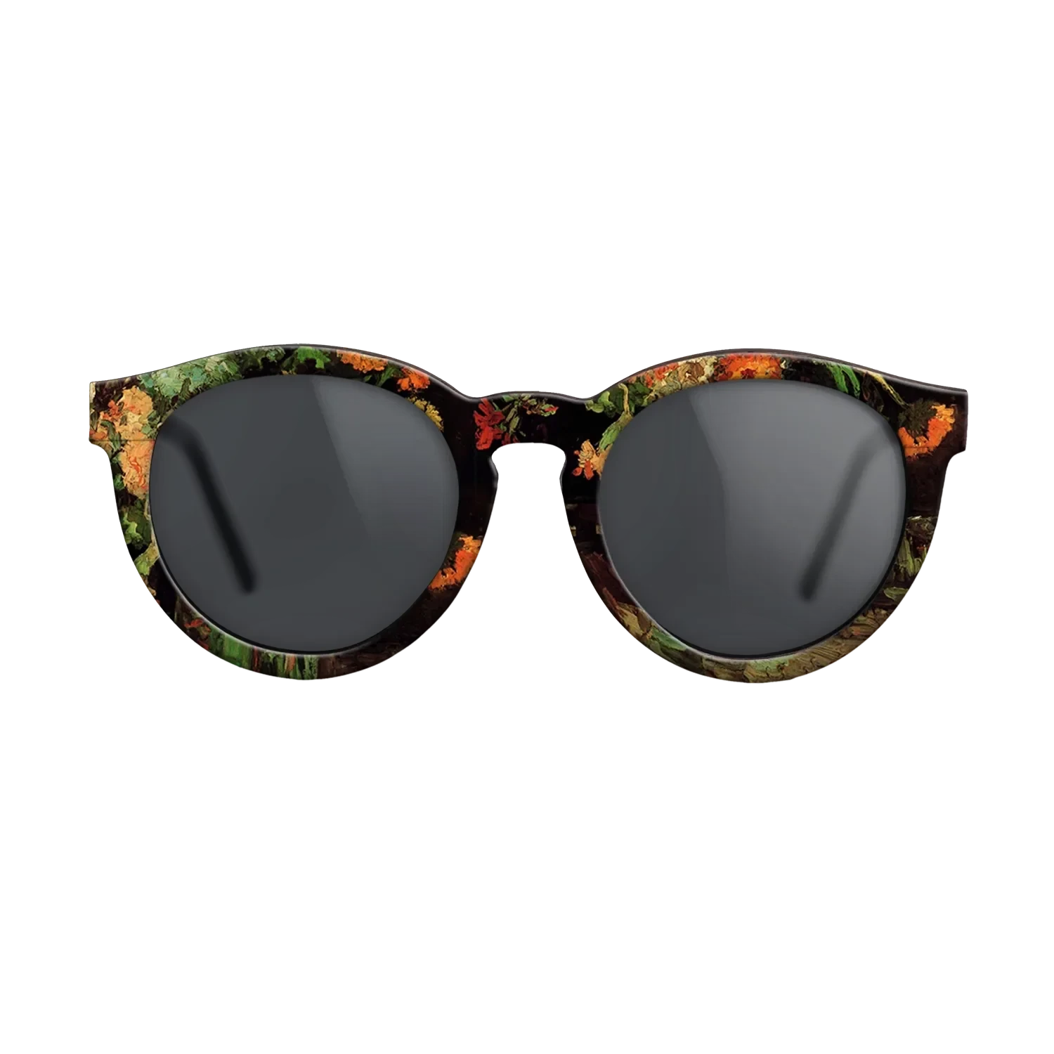 Oil Painting on Straight Grain Walnut: Rococo - Vase with Zinnias and Geraniums, 1886 - Vincent van Gogh - The Rebel - Round - 1884 - SIRIS wood optic