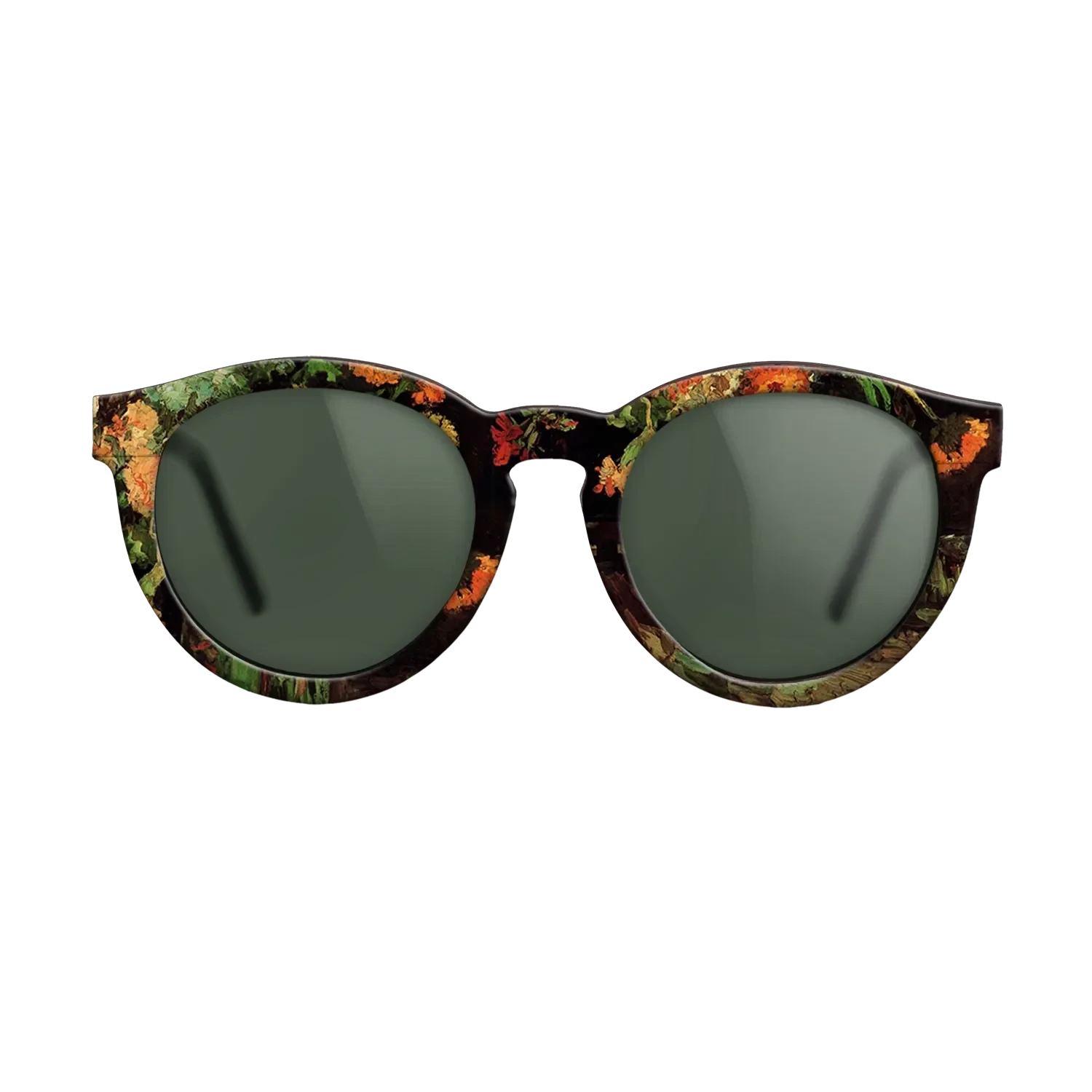 Oil Painting on Straight Grain Walnut: Rococo - Vase with Zinnias and Geraniums, 1886 - Vincent van Gogh - The Rebel - Round - 1884 - SIRIS wood optic