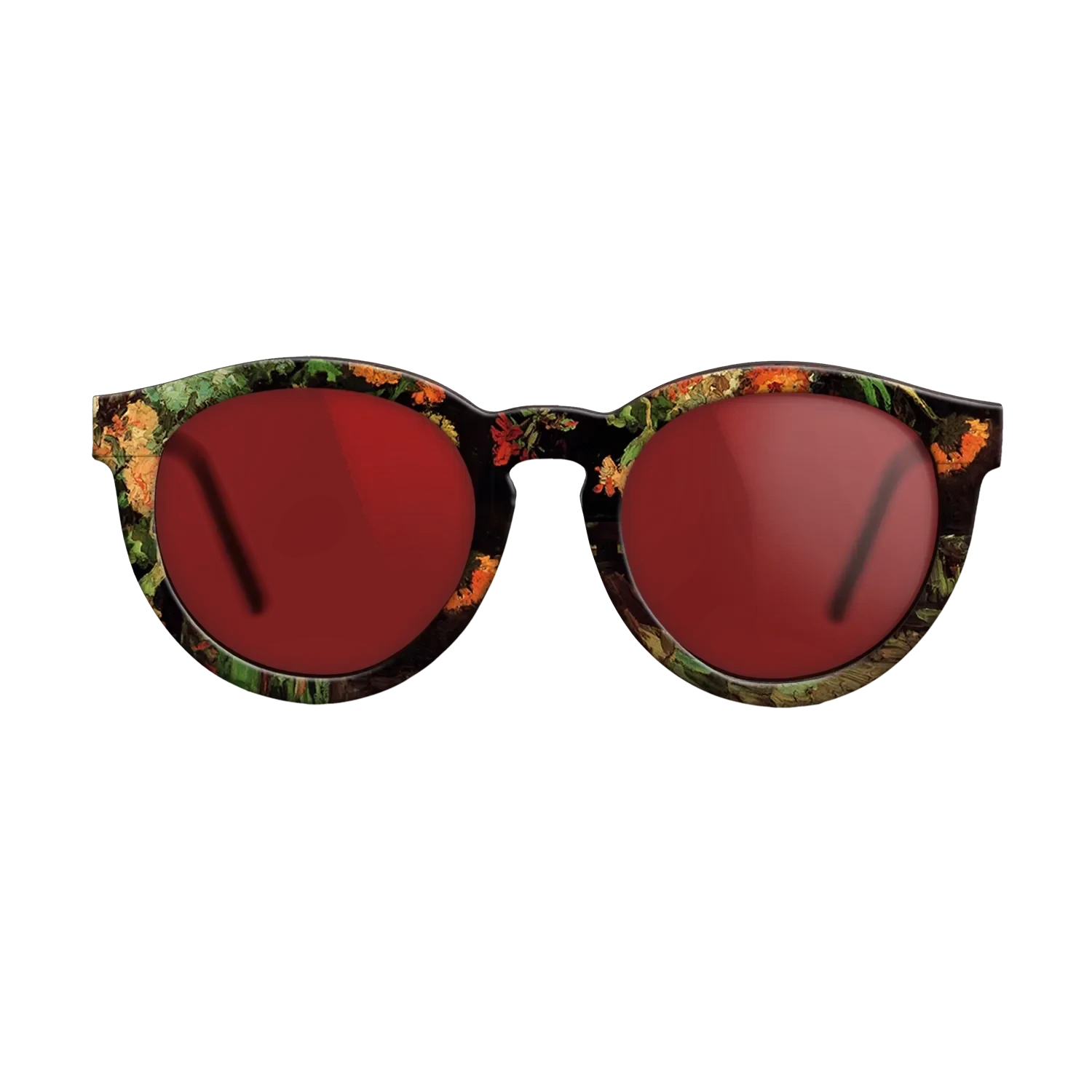 Oil Painting on Straight Grain Walnut: Rococo - Vase with Zinnias and Geraniums, 1886 - Vincent van Gogh - The Rebel - Round - 1884 - SIRIS wood optic