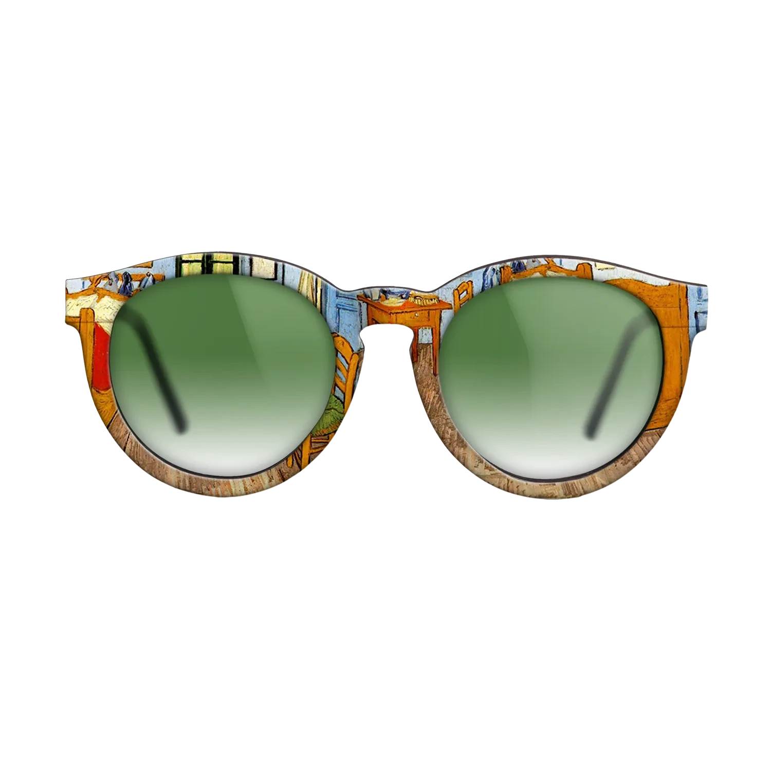 Oil Painting on Straight Grain Walnut: Rococo - Vincent_s Bedroom in Arles, 1889 - Vincent van Gogh - The Rebel - Round - 802 - SIRIS wood optic