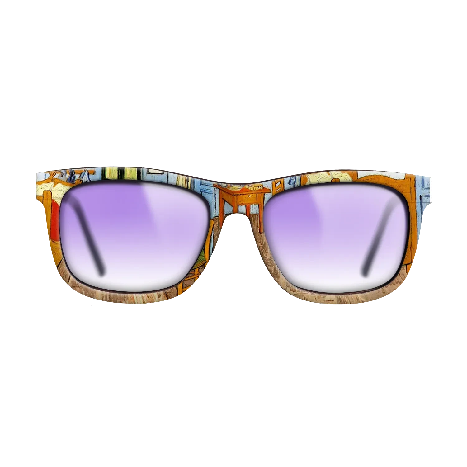 Oil Painting on Straight Grain Walnut: Rococo - Vincent_s Bedroom in Arles, 1889 - Vincent van Gogh - The Hero - Square - 802 - SIRIS wood optic