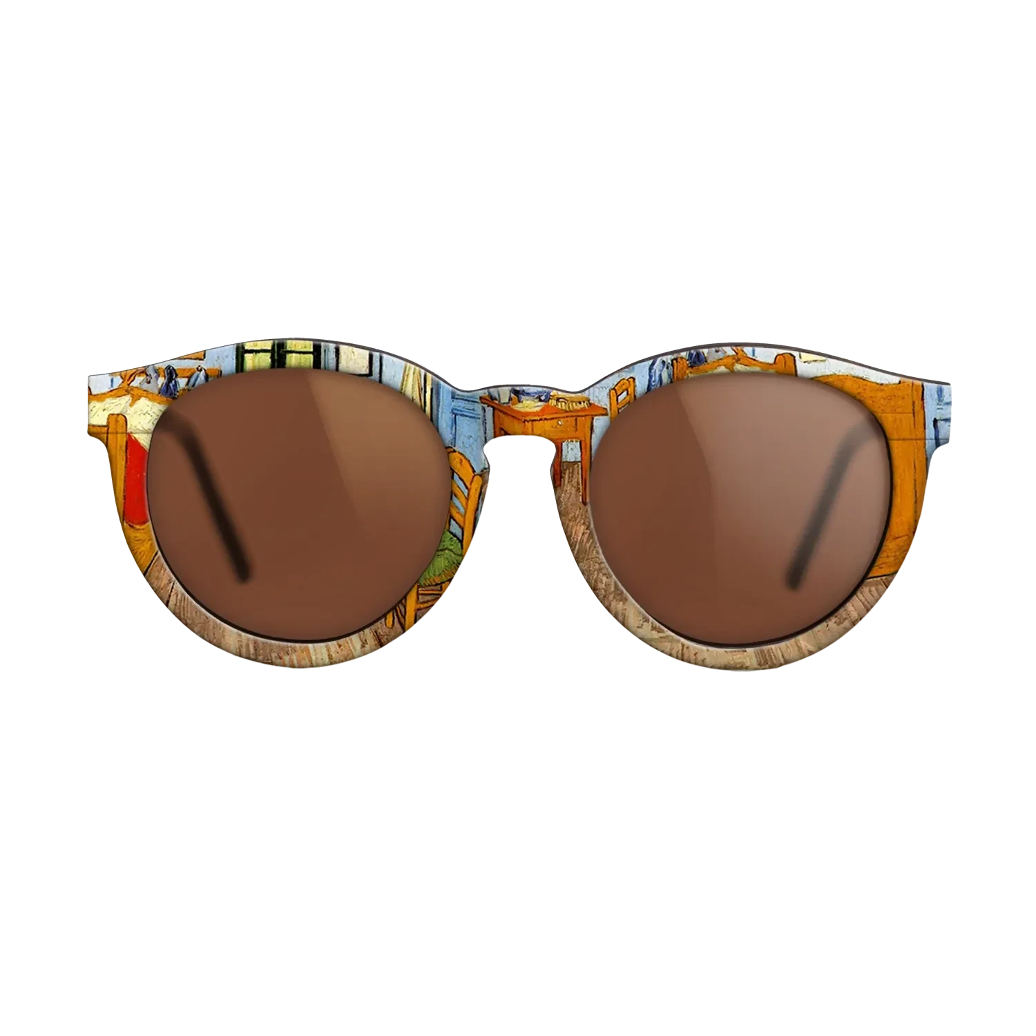 Oil Painting on Straight Grain Walnut: Rococo - Vincent_s Bedroom in Arles, 1889 - Vincent van Gogh - The Rebel - Round - 802 - SIRIS wood optic