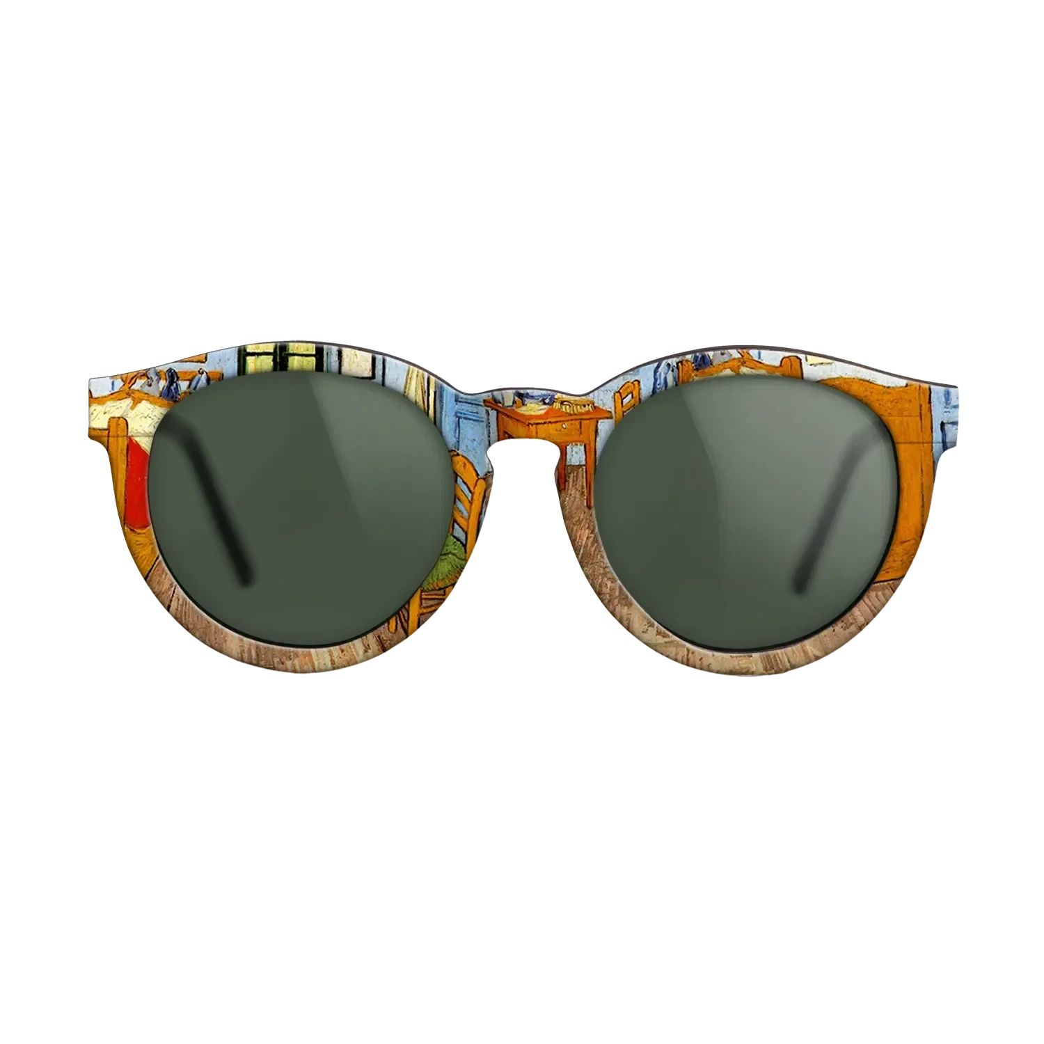 Oil Painting on Straight Grain Walnut: Rococo - Vincent_s Bedroom in Arles, 1889 - Vincent van Gogh - The Rebel - Round - 802 - SIRIS wood optic