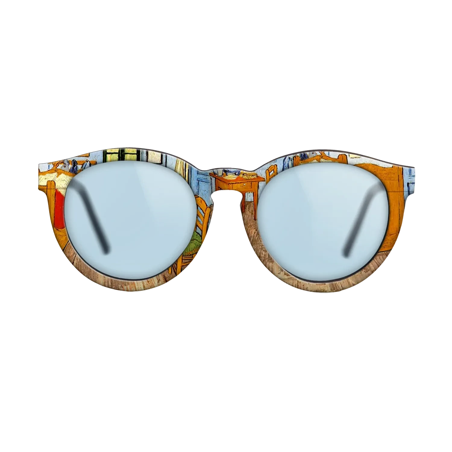 Oil Painting on Straight Grain Walnut: Rococo - Vincent_s Bedroom in Arles, 1889 - Vincent van Gogh - The Rebel - Round - 802 - SIRIS wood optic