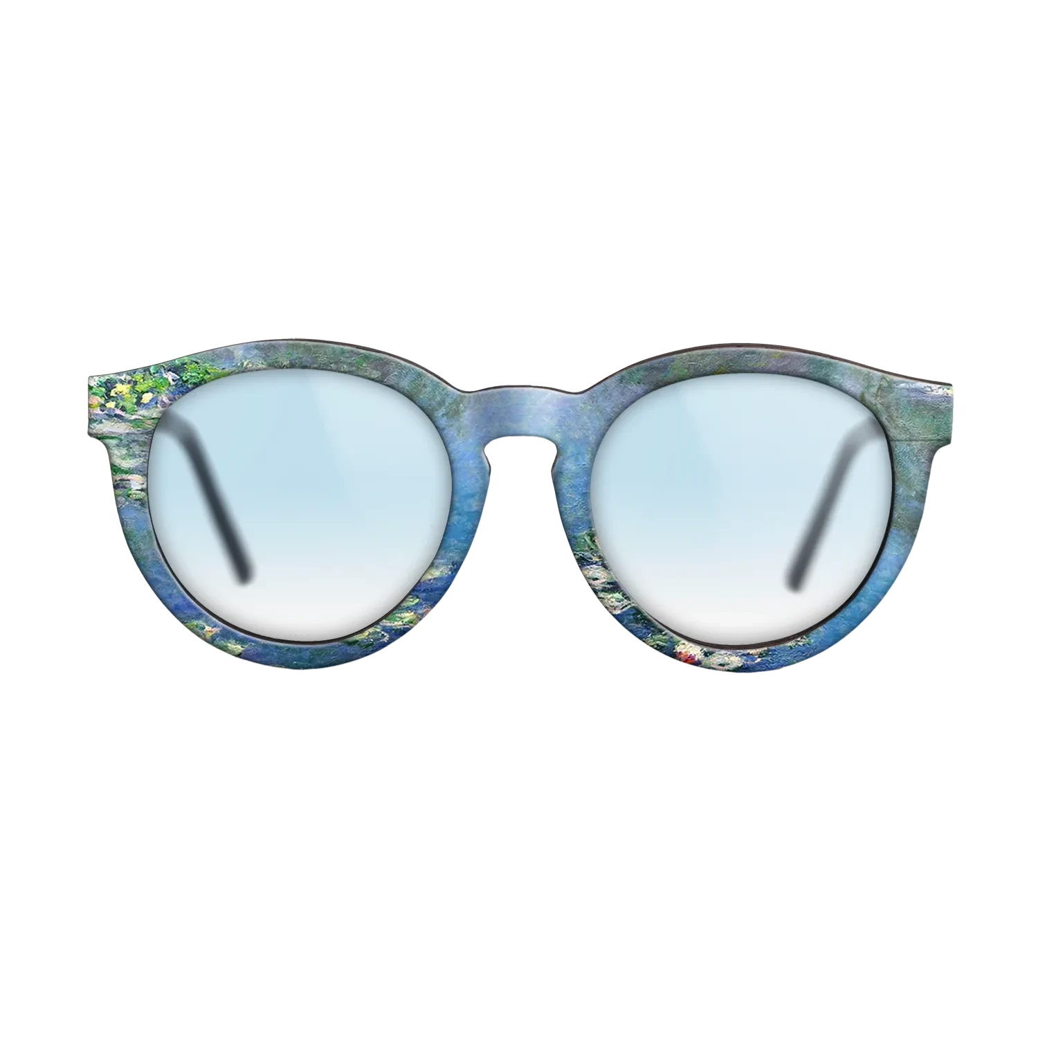 Oil Painting on Straight Grain Walnut: Rococo - Water Lilies, 1906 - Claude Monet - The Rebel - Round - 931 - SIRIS wood optic