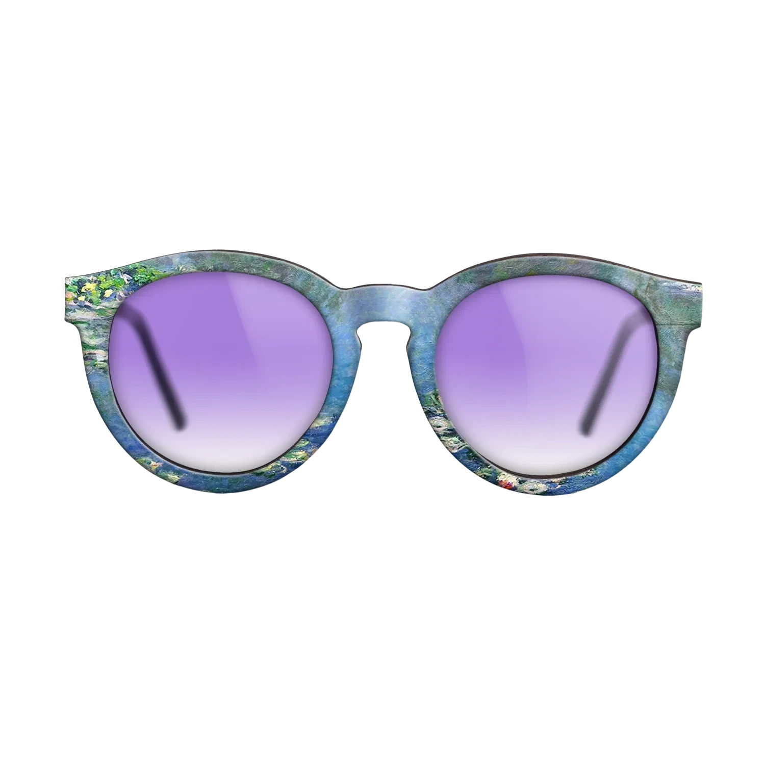 Oil Painting on Straight Grain Walnut: Rococo - Water Lilies, 1906 - Claude Monet - The Rebel - Round - 931 - SIRIS wood optic