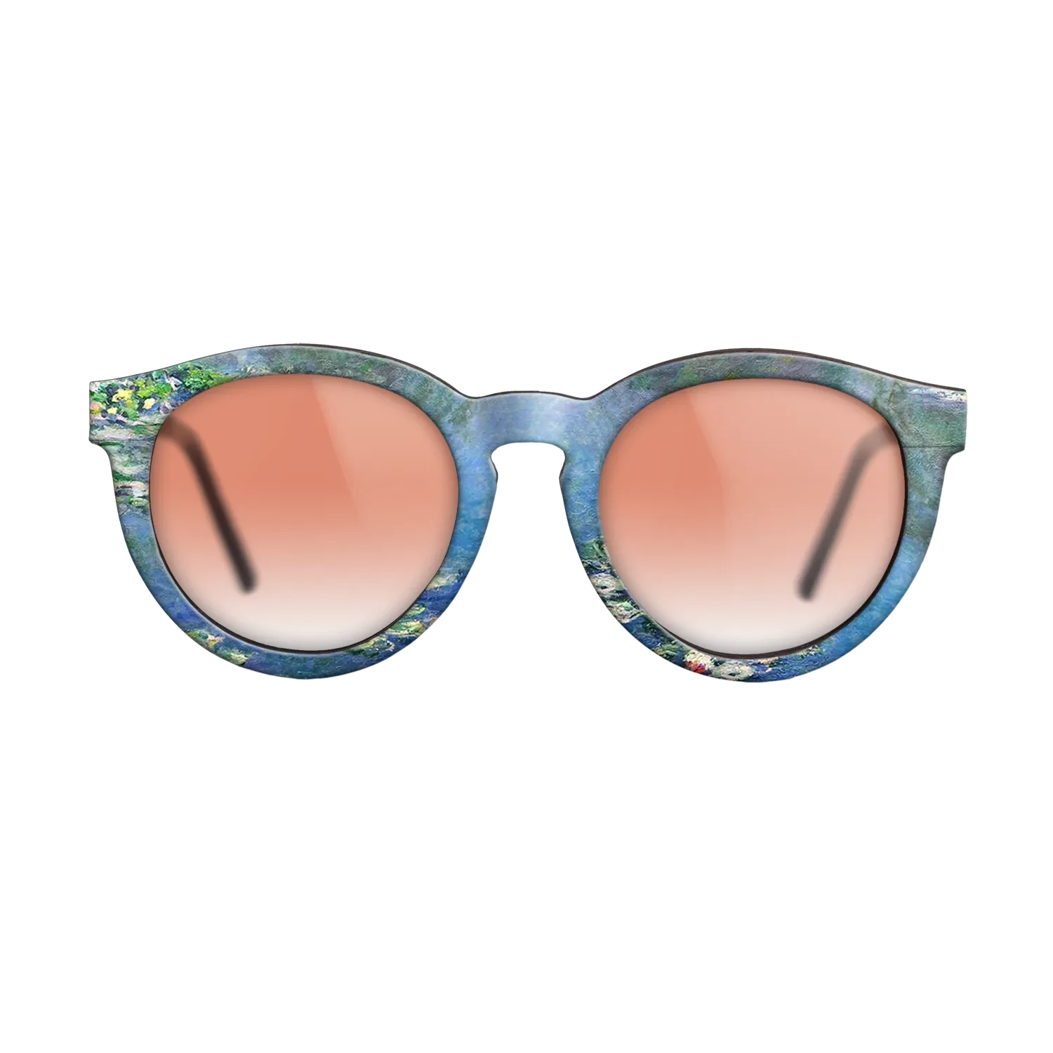 Oil Painting on Straight Grain Walnut: Rococo - Water Lilies, 1906 - Claude Monet - The Rebel - Round - 931 - SIRIS wood optic