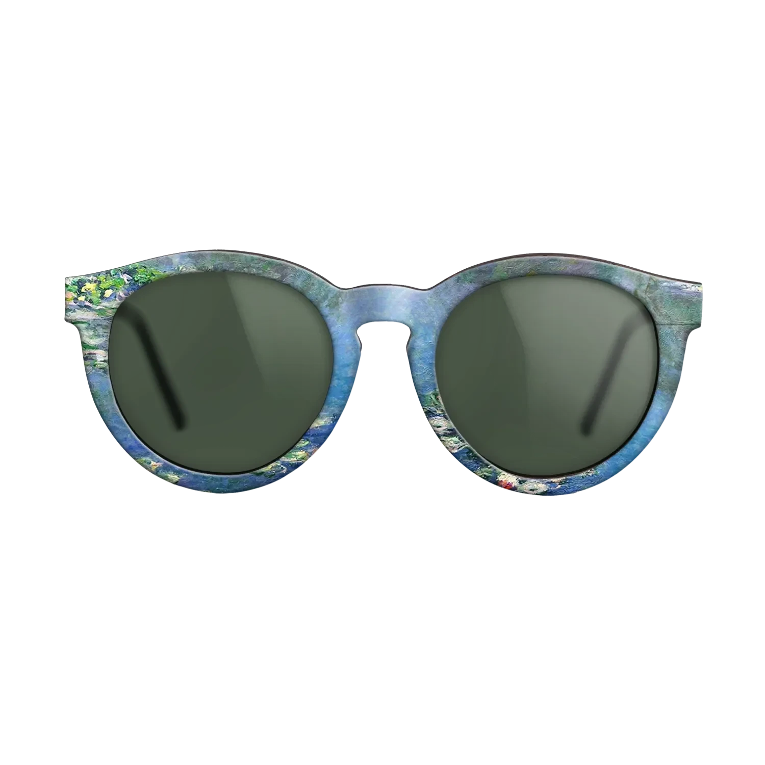 Oil Painting on Straight Grain Walnut: Rococo - Water Lilies, 1906 - Claude Monet - The Rebel - Round - 931 - SIRIS wood optic