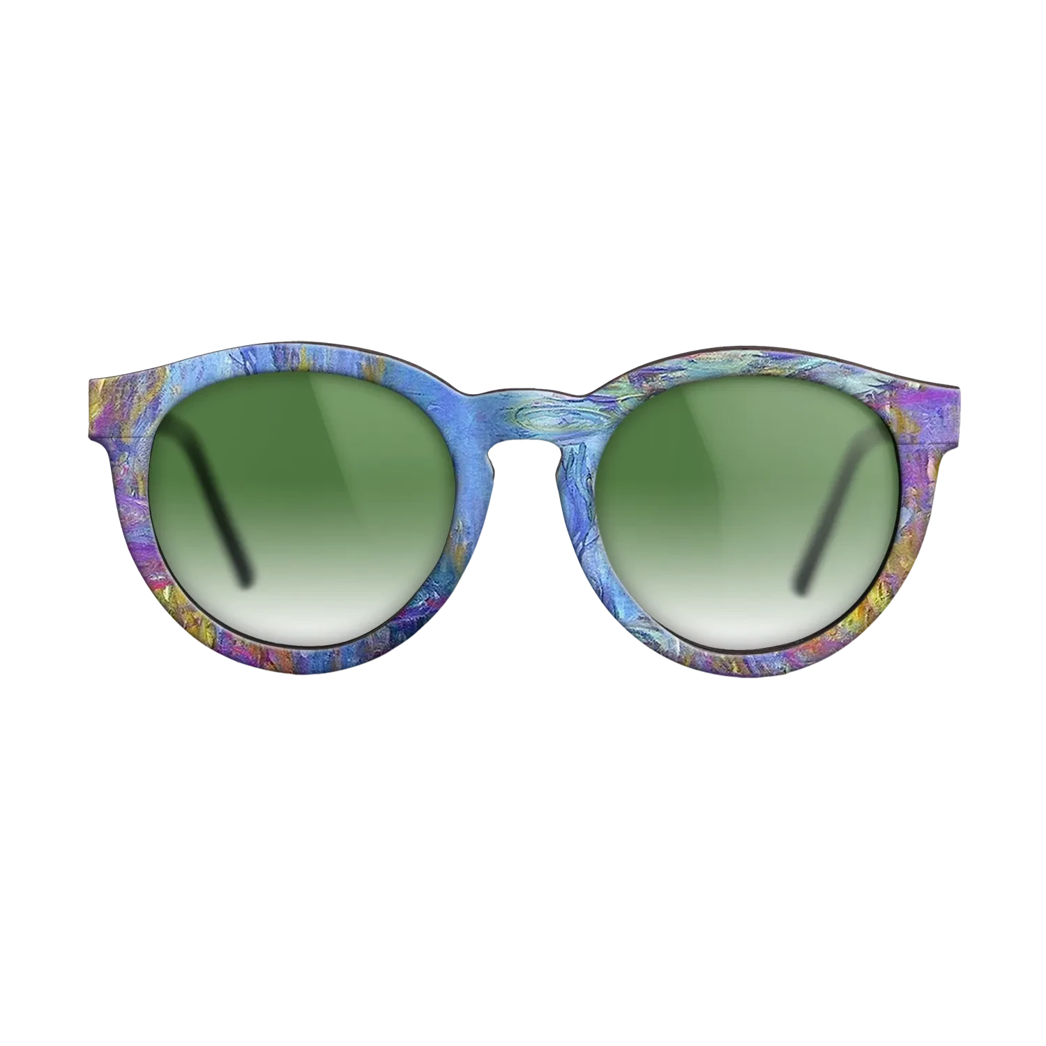 Oil Painting on Straight Grain Walnut: Rococo - Water Lilies, 1914 - 1917 - Claude Monet 2 - The Rebel - Round - 2031 - SIRIS wood optic