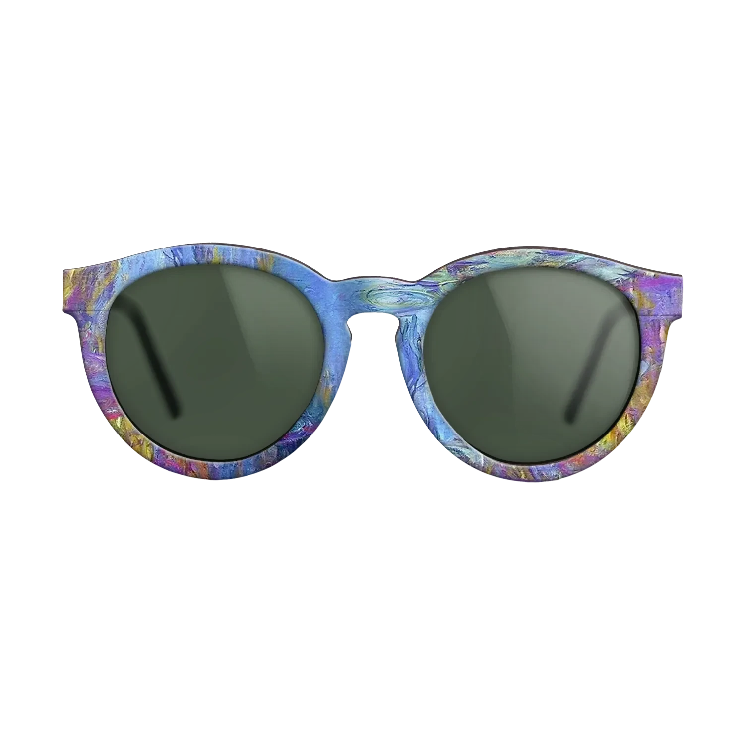 Oil Painting on Straight Grain Walnut: Rococo - Water Lilies, 1914 - 1917 - Claude Monet 2 - The Rebel - Round - 2031 - SIRIS wood optic