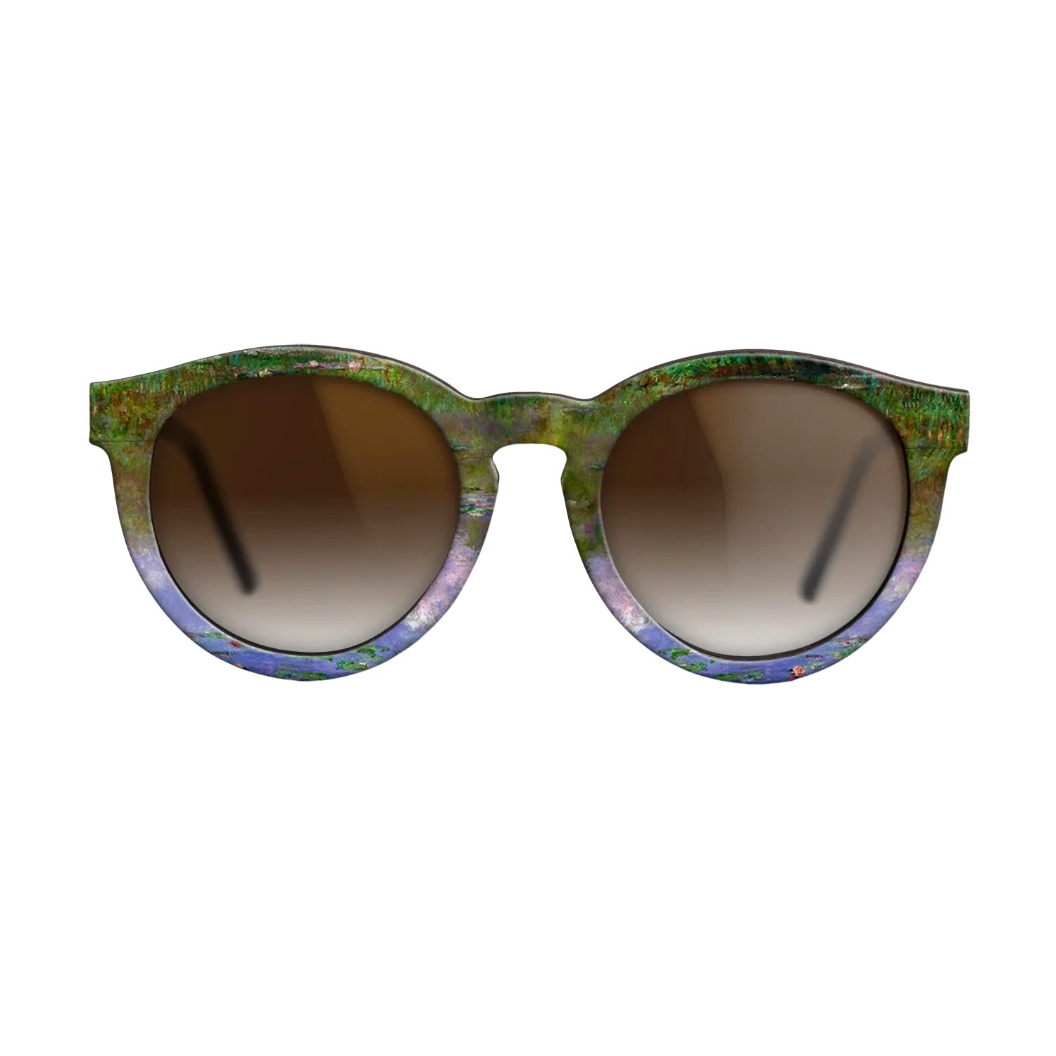 Oil Painting on Straight Grain Walnut: Rococo - Water Lilies, The Clouds, 1903 - Claude Monet - The Rebel - Round - 832 - SIRIS wood optic