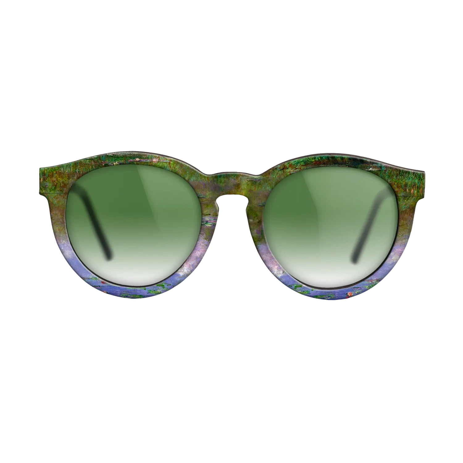 Oil Painting on Straight Grain Walnut: Rococo - Water Lilies, The Clouds, 1903 - Claude Monet - The Rebel - Round - 832 - SIRIS wood optic