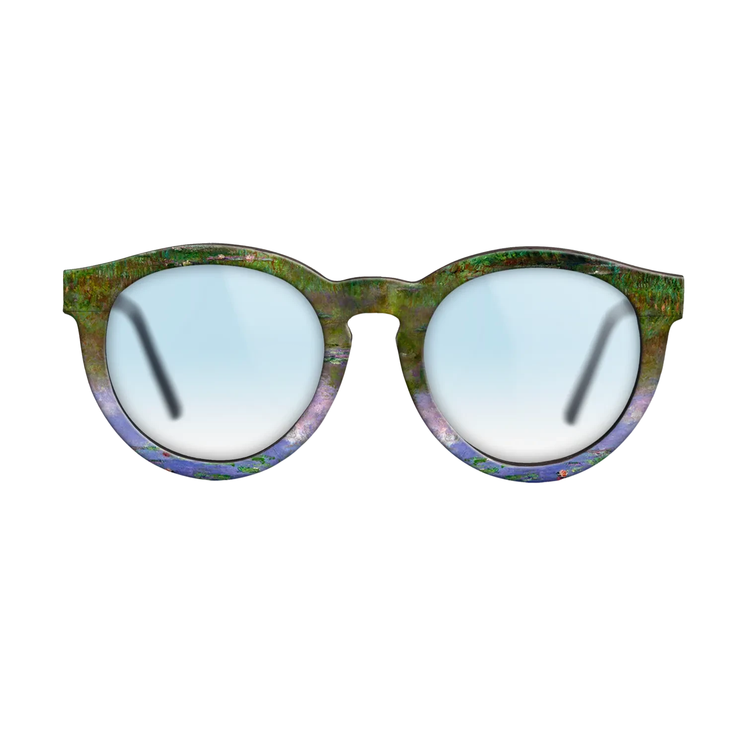 Oil Painting on Straight Grain Walnut: Rococo - Water Lilies, The Clouds, 1903 - Claude Monet - The Rebel - Round - 832 - SIRIS wood optic