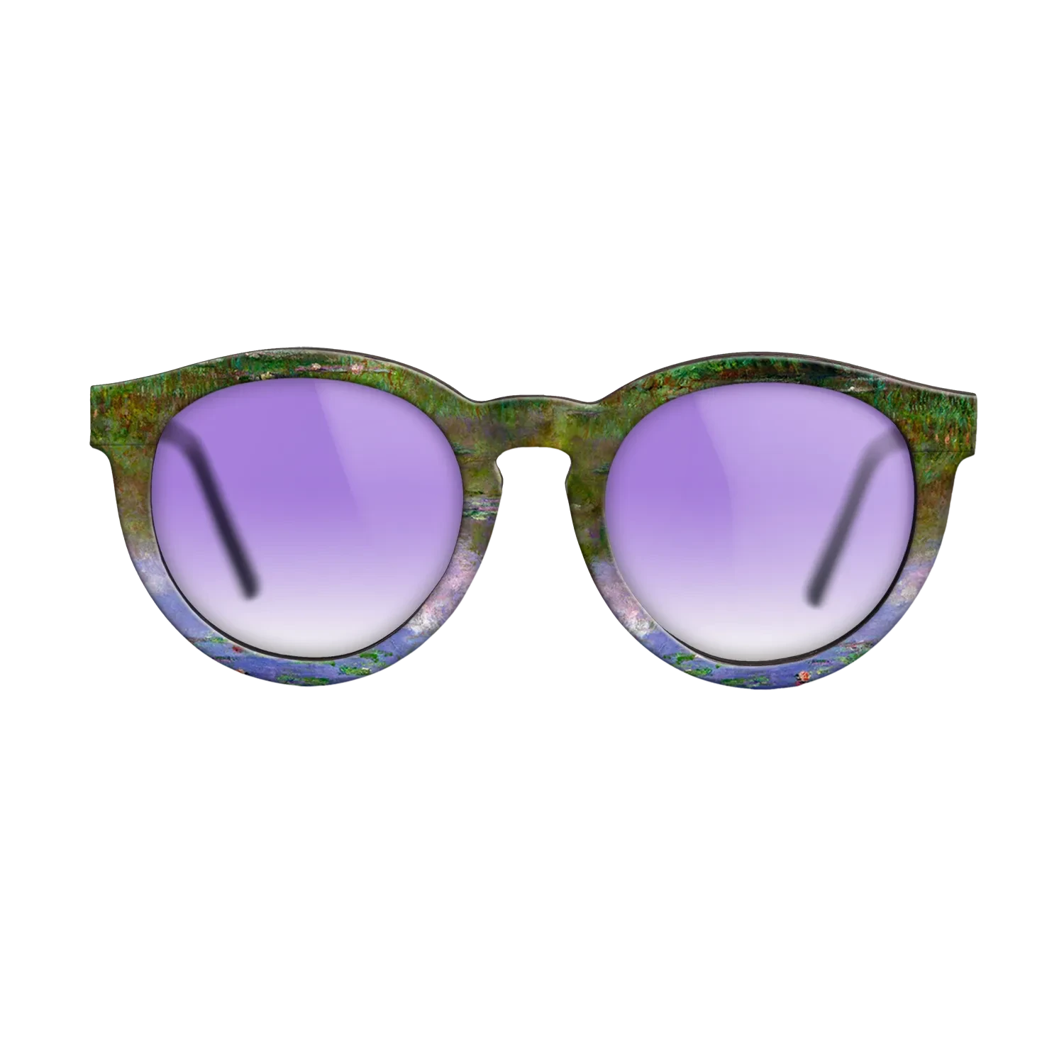 Oil Painting on Straight Grain Walnut: Rococo - Water Lilies, The Clouds, 1903 - Claude Monet - The Rebel - Round - 832 - SIRIS wood optic