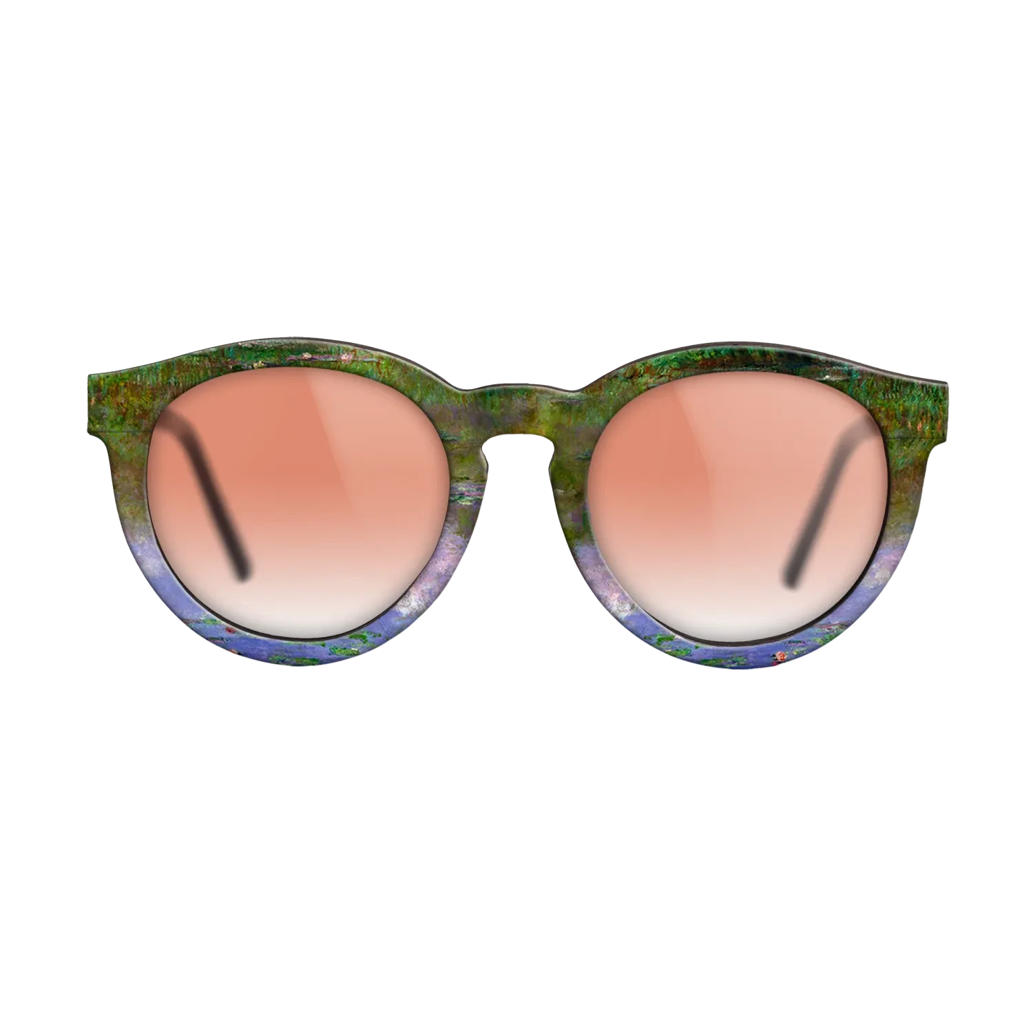 Oil Painting on Straight Grain Walnut: Rococo - Water Lilies, The Clouds, 1903 - Claude Monet - The Rebel - Round - 832 - SIRIS wood optic