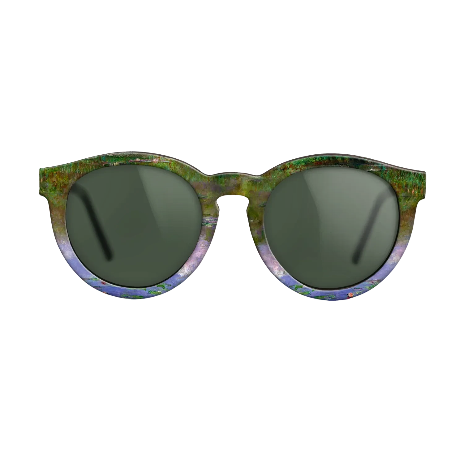 Oil Painting on Straight Grain Walnut: Rococo - Water Lilies, The Clouds, 1903 - Claude Monet - The Rebel - Round - 832 - SIRIS wood optic