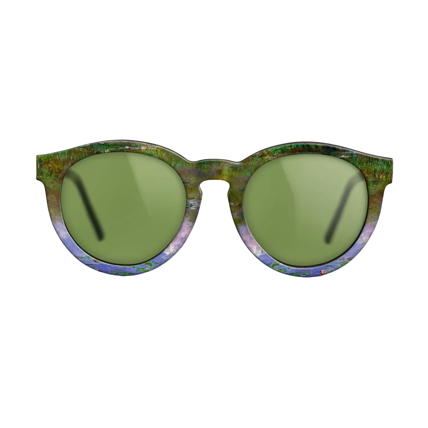 Oil Painting on Straight Grain Walnut: Rococo - Water Lilies, The Clouds, 1903 - Claude Monet - The Rebel - Round - 832 - SIRIS wood optic