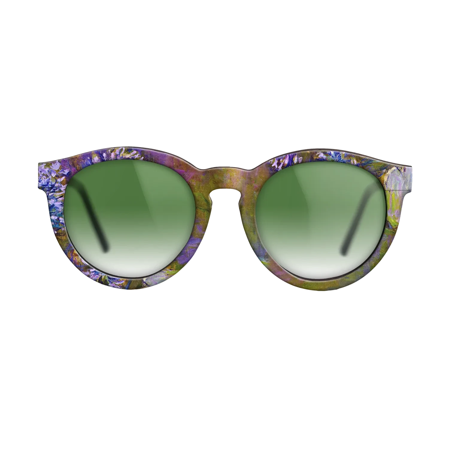 Oil Painting on Straight Grain Walnut: Rococo - Water Lilies and Agapanthus, 1914 - 1917 - Claude Monet - The Rebel - Round - 1162 - SIRIS wood optic