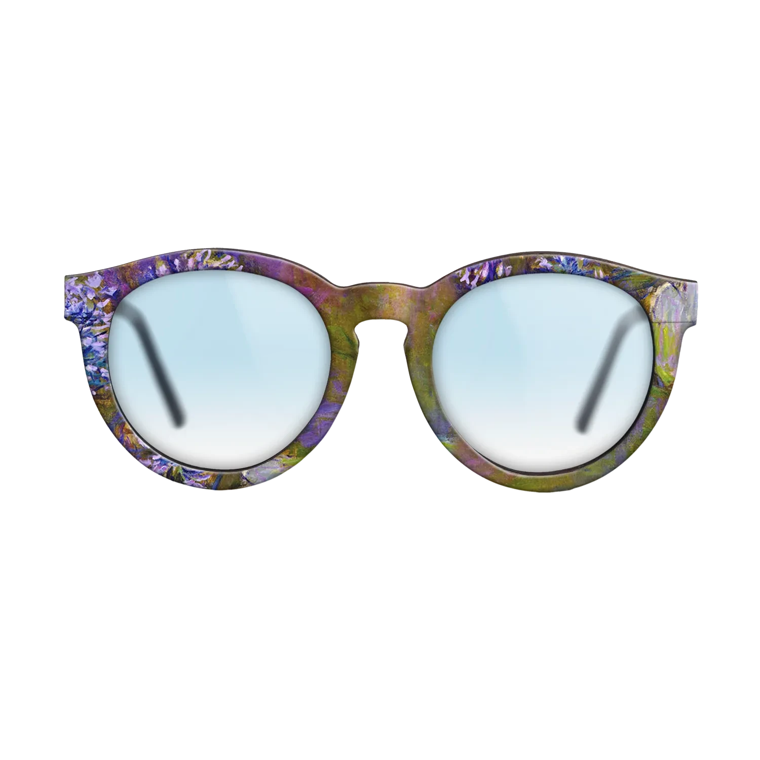 Oil Painting on Straight Grain Walnut: Rococo - Water Lilies and Agapanthus, 1914 - 1917 - Claude Monet - The Rebel - Round - 1162 - SIRIS wood optic