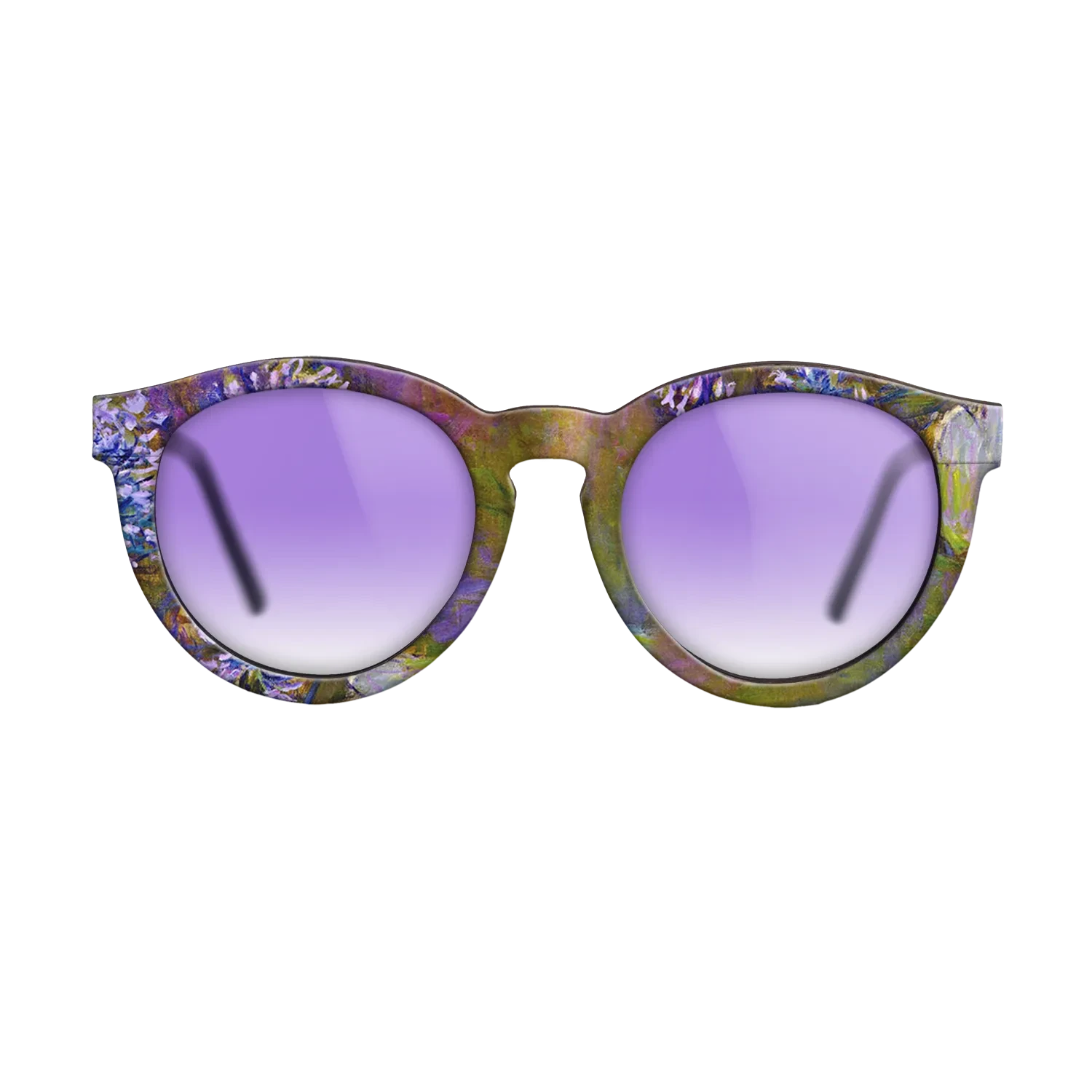 Oil Painting on Straight Grain Walnut: Rococo - Water Lilies and Agapanthus, 1914 - 1917 - Claude Monet - The Rebel - Round - 1162 - SIRIS wood optic