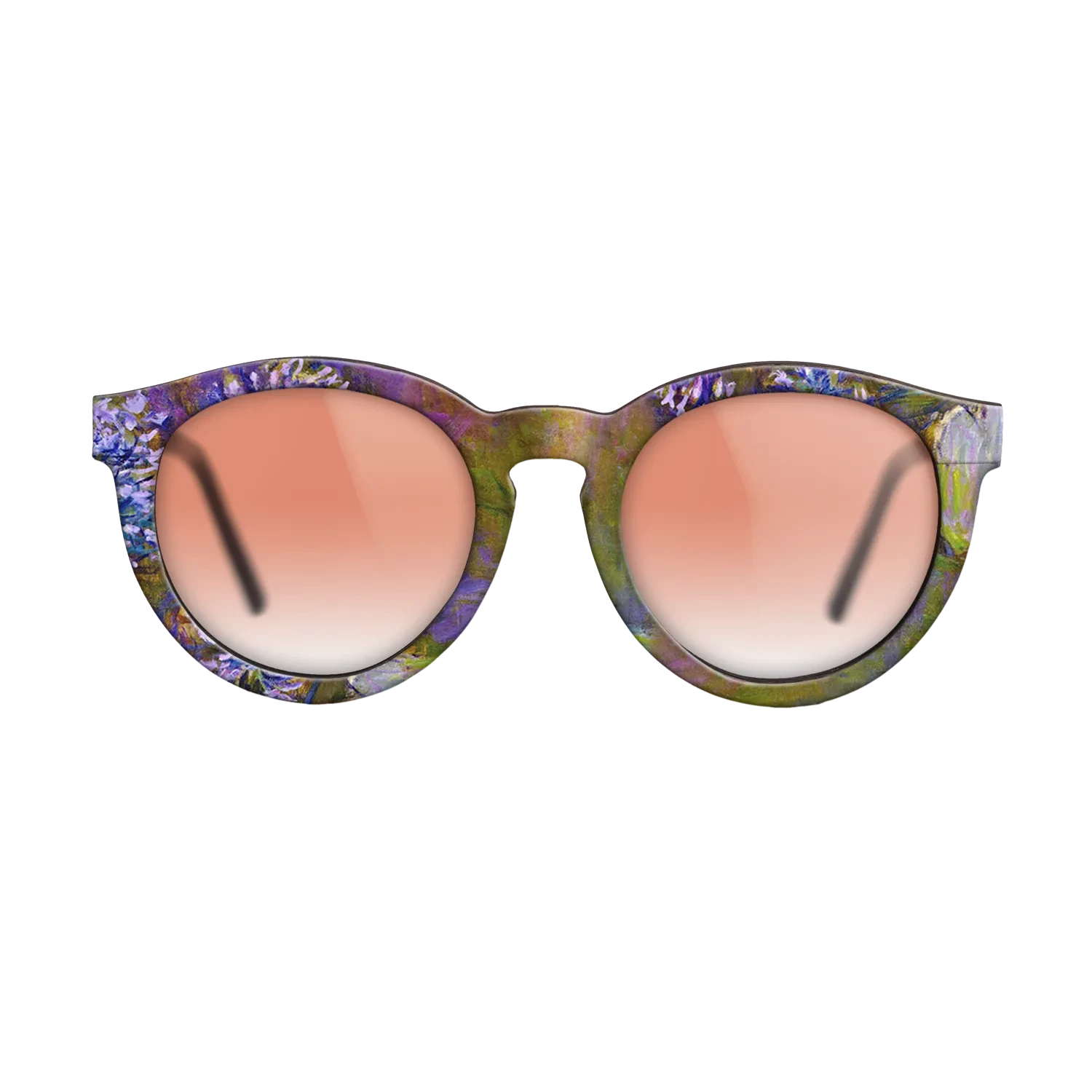 Oil Painting on Straight Grain Walnut: Rococo - Water Lilies and Agapanthus, 1914 - 1917 - Claude Monet - The Rebel - Round - 1162 - SIRIS wood optic