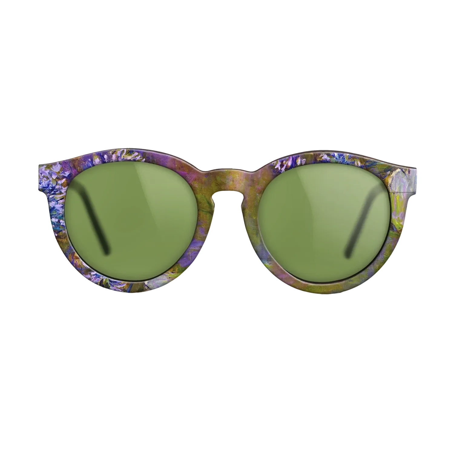 Oil Painting on Straight Grain Walnut: Rococo - Water Lilies and Agapanthus, 1914 - 1917 - Claude Monet - The Rebel - Round - 1162 - SIRIS wood optic