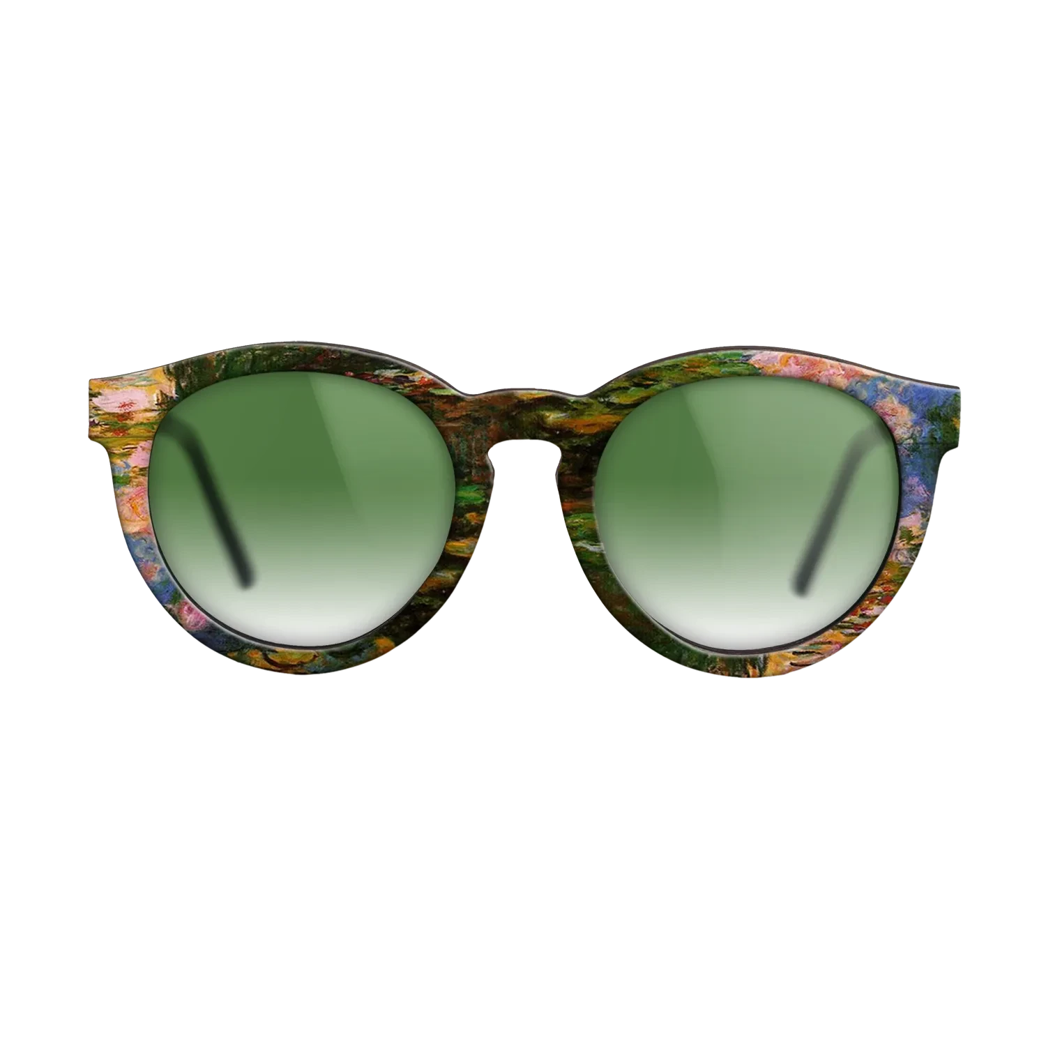 Oil Painting on Straight Grain Walnut: Rococo - Water Lily Pond, 1917 - 1919 - Claude Monet - The Rebel - Round - 1247 - SIRIS wood optic