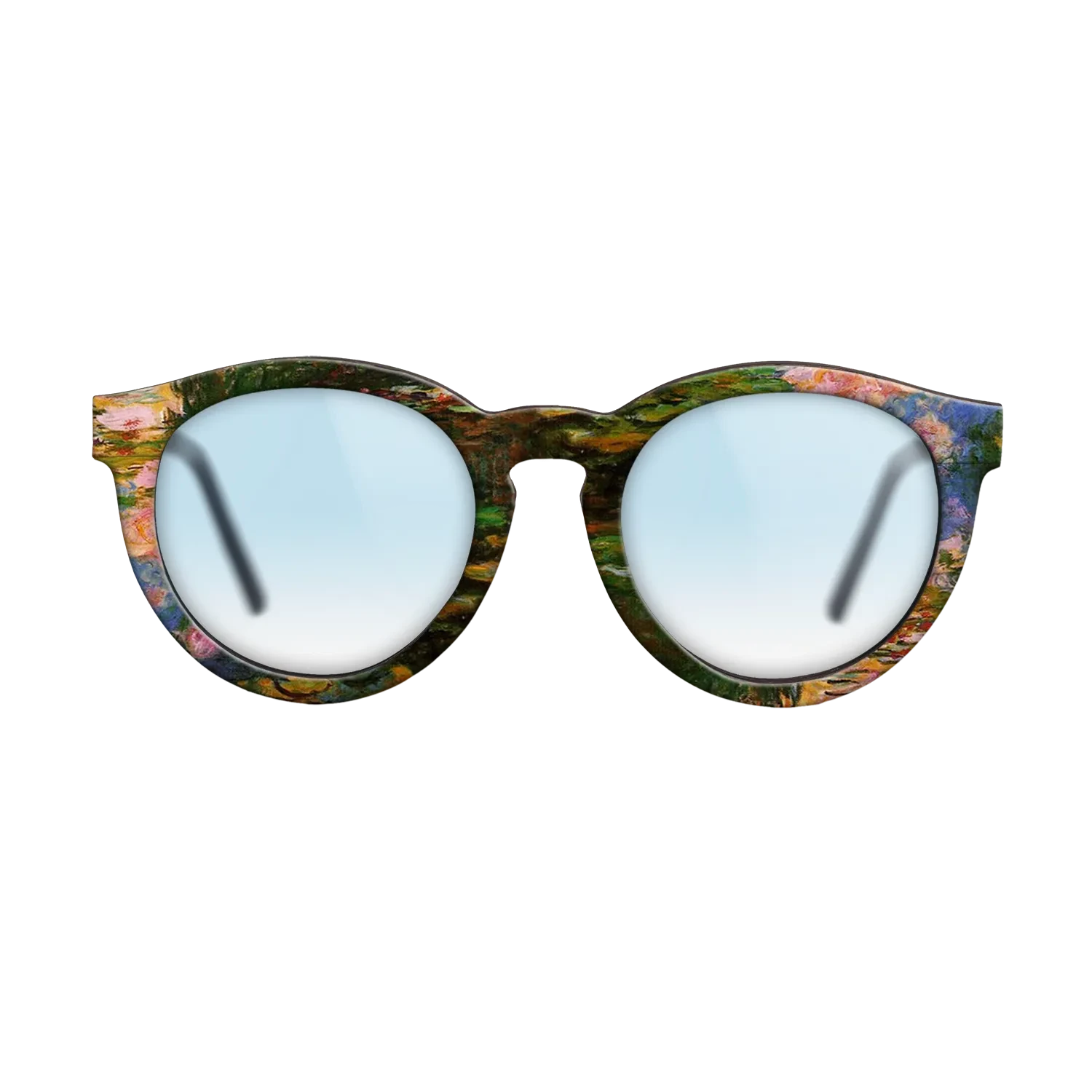 Oil Painting on Straight Grain Walnut: Rococo - Water Lily Pond, 1917 - 1919 - Claude Monet - The Rebel - Round - 1247 - SIRIS wood optic