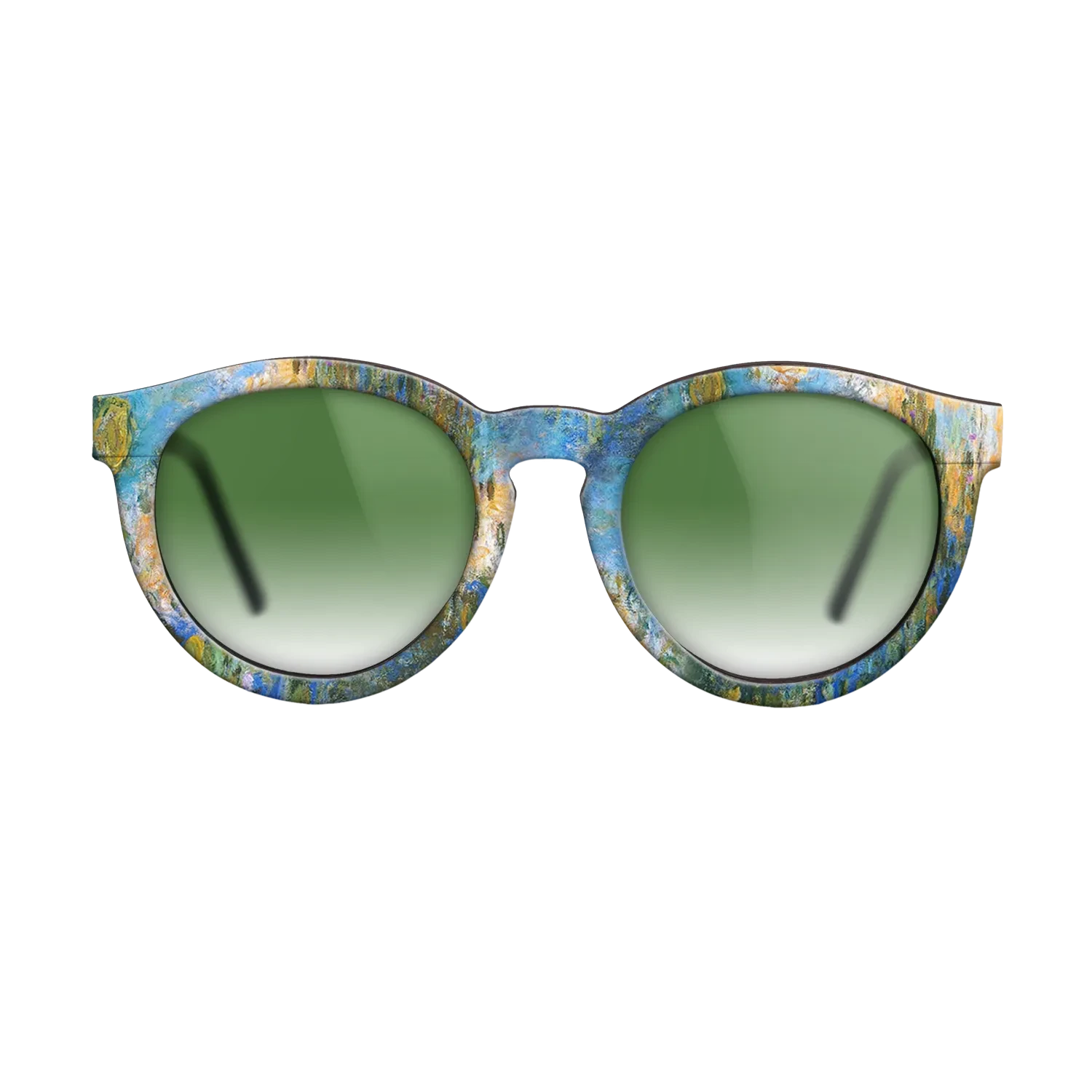 Oil Painting on Straight Grain Walnut: Rococo - Water Lily Pond, 1917 - 1919 - Claude Monet 2 - The Rebel - Round - 1393 - SIRIS wood optic