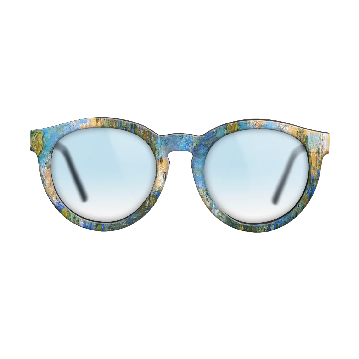 Oil Painting on Straight Grain Walnut: Rococo - Water Lily Pond, 1917 - 1919 - Claude Monet 2 - The Rebel - Round - 1393 - SIRIS wood optic