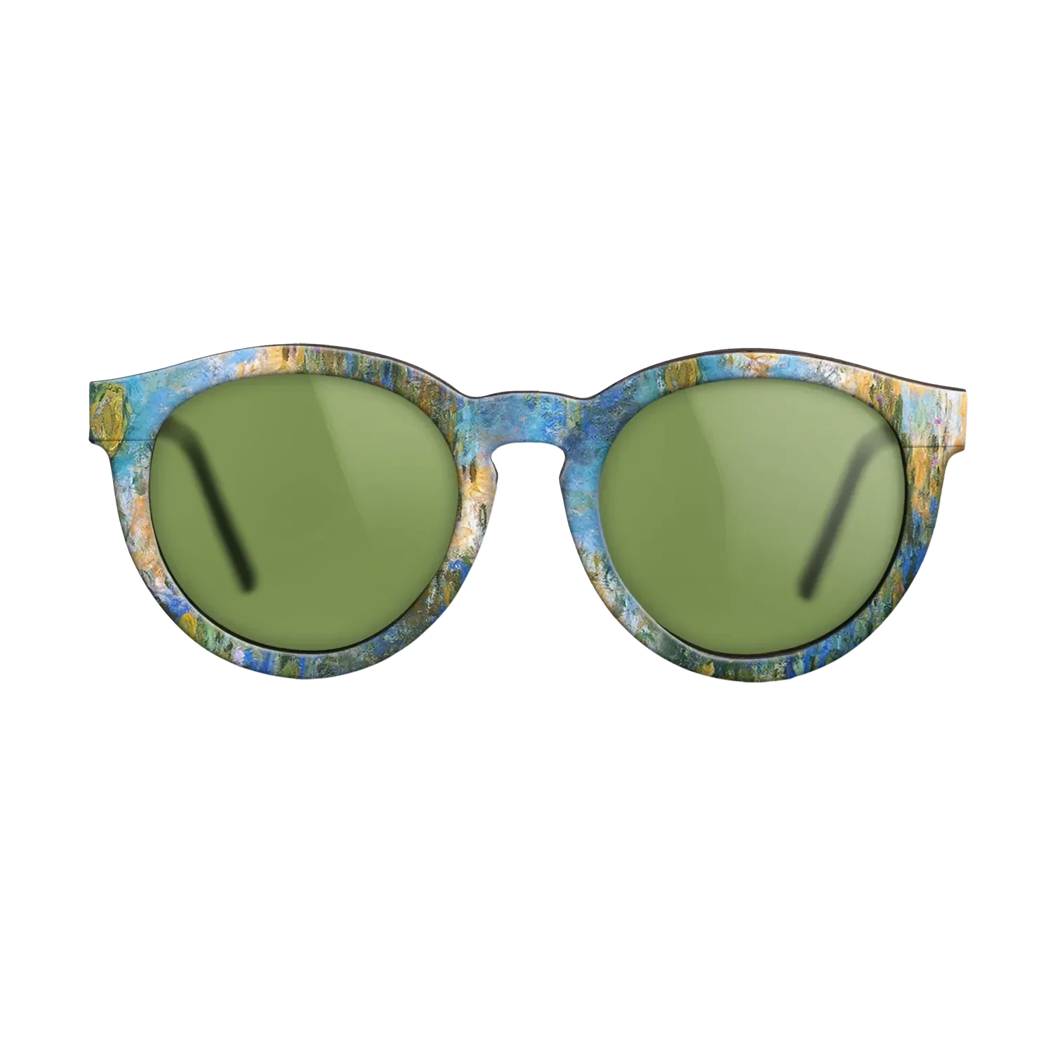 Oil Painting on Straight Grain Walnut: Rococo - Water Lily Pond, 1917 - 1919 - Claude Monet 2 - The Rebel - Round - 1393 - SIRIS wood optic