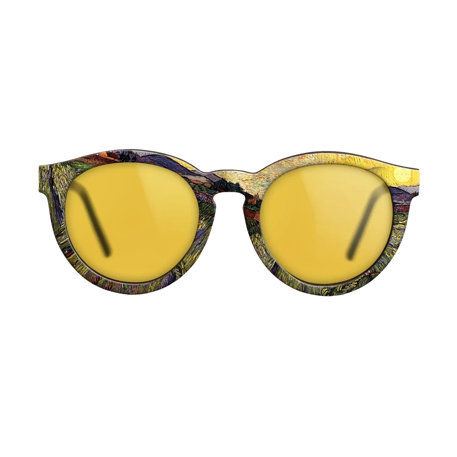 Oil Painting on Straight Grain Walnut: Rococo - Wheat Field with Rising Sun, 1889 - Vincent van Gogh - The Rebel - Round - 1663 - SIRIS wood optic