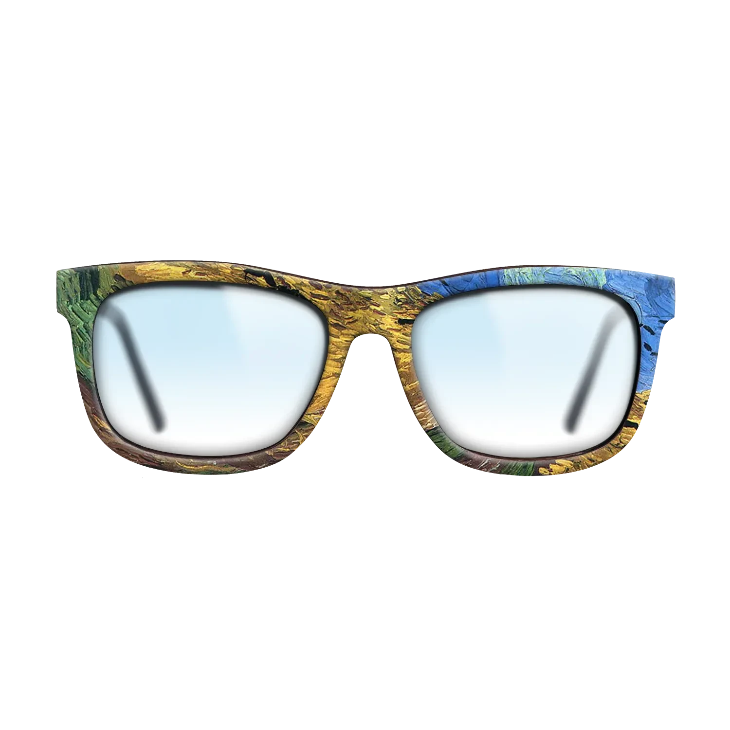 Oil Painting on Straight Grain Walnut: Rococo - Wheatfield with Crows Vincent van Gogh - The Hero - Square - 1746 - SIRIS wood optic