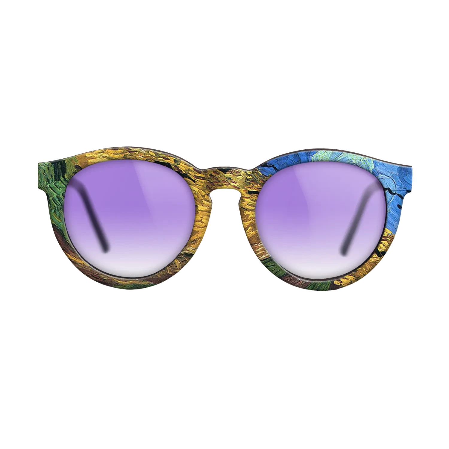 Oil Painting on Straight Grain Walnut: Rococo - Wheatfield with Crows Vincent van Gogh - The Rebel - Round - 1746 - SIRIS wood optic