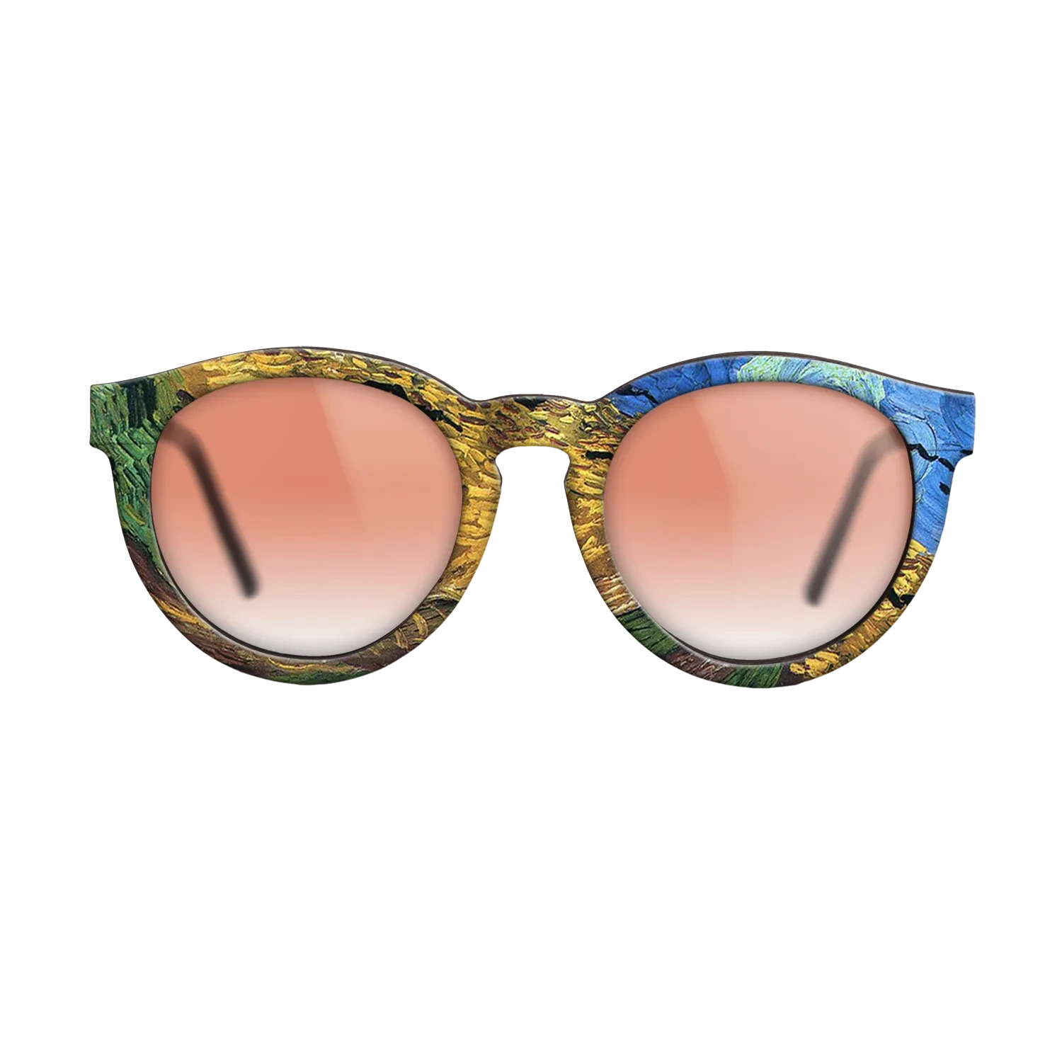 Oil Painting on Straight Grain Walnut: Rococo - Wheatfield with Crows Vincent van Gogh - The Rebel - Round - 1746 - SIRIS wood optic