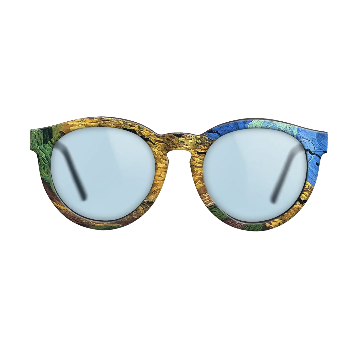 Oil Painting on Straight Grain Walnut: Rococo - Wheatfield with Crows Vincent van Gogh - The Rebel - Round - 1746 - SIRIS wood optic